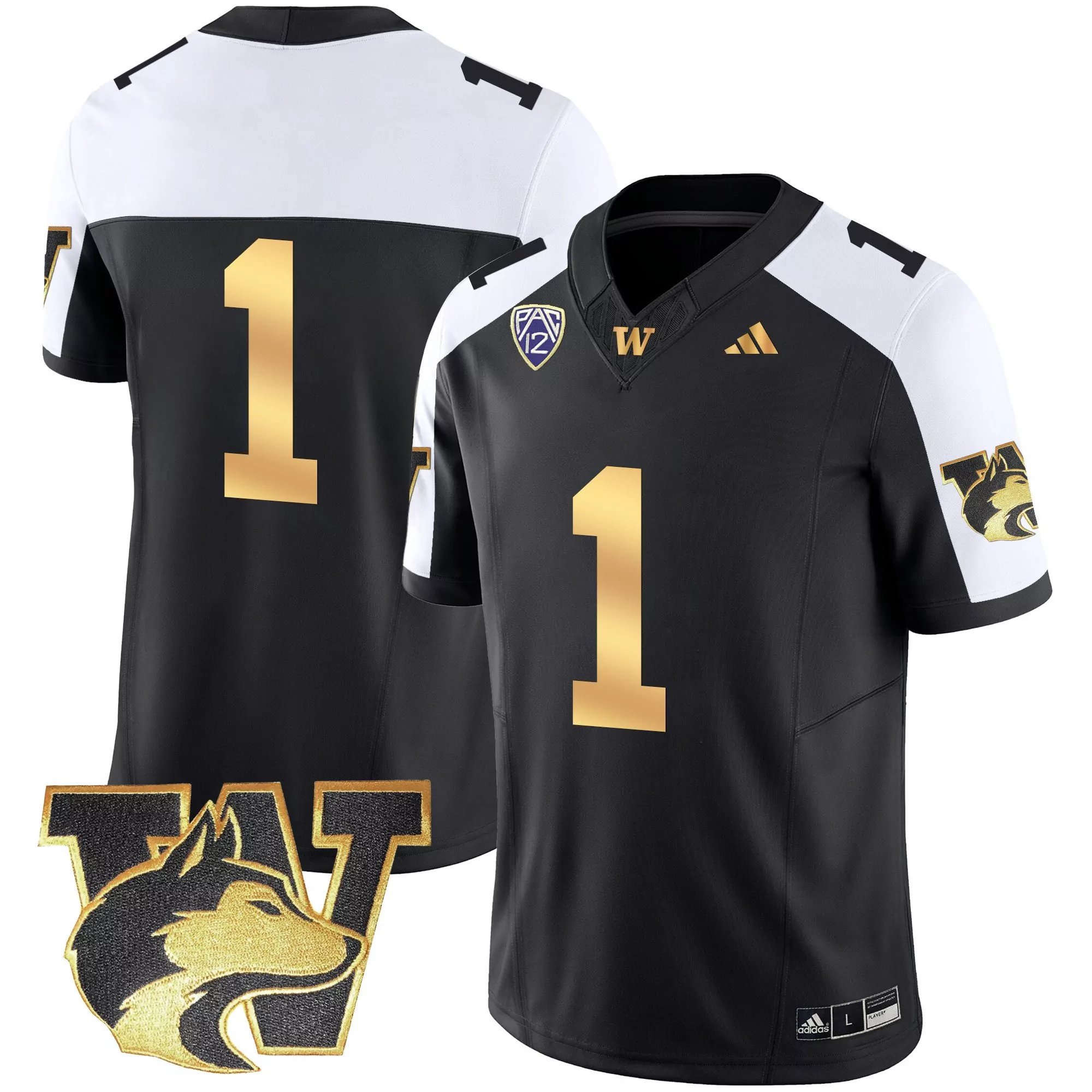 1 team black alternate mens washington huskies 2024 vapor limited jersey all stitched