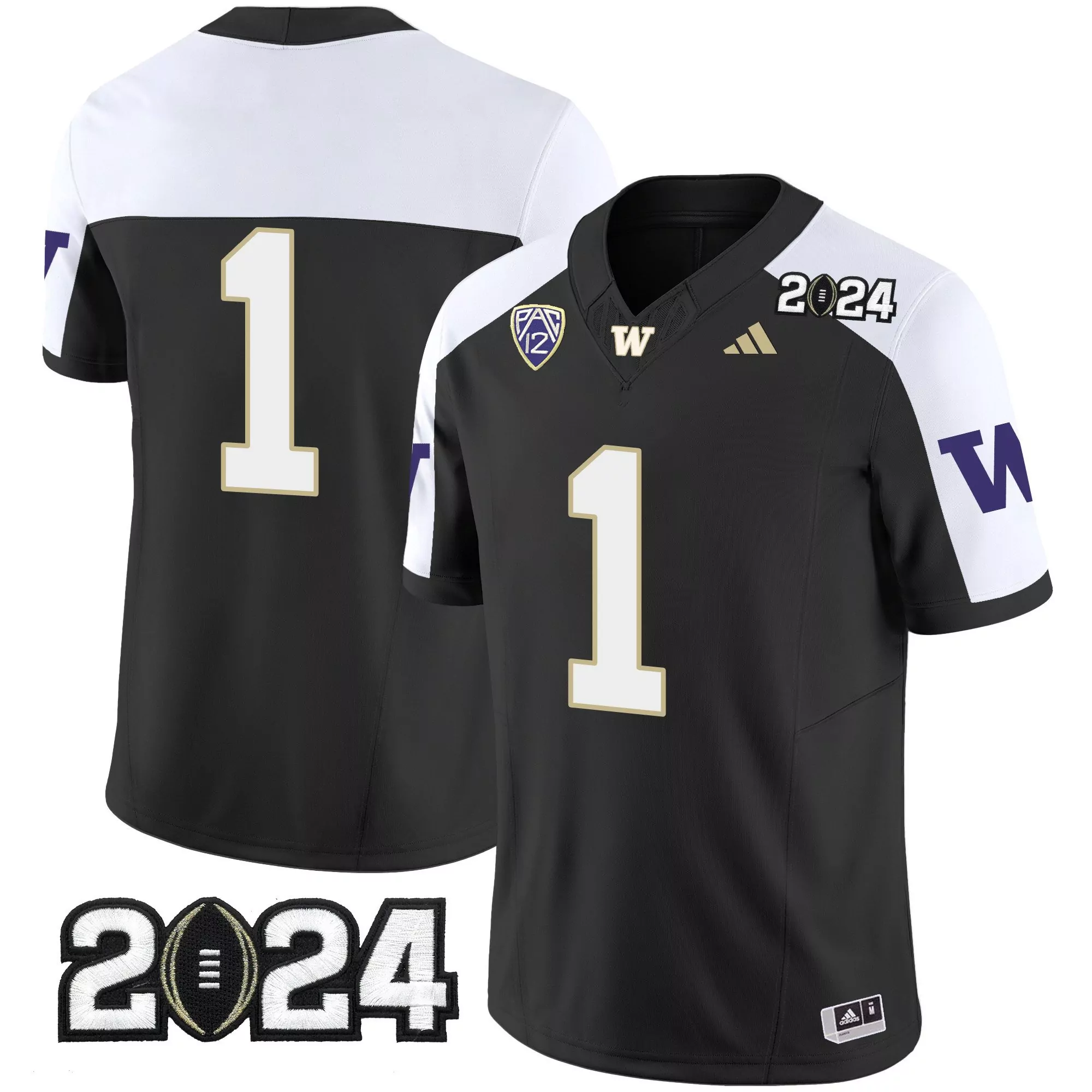 1 team black alternate mens washington huskies 2024 vapor limited jersey all stitched