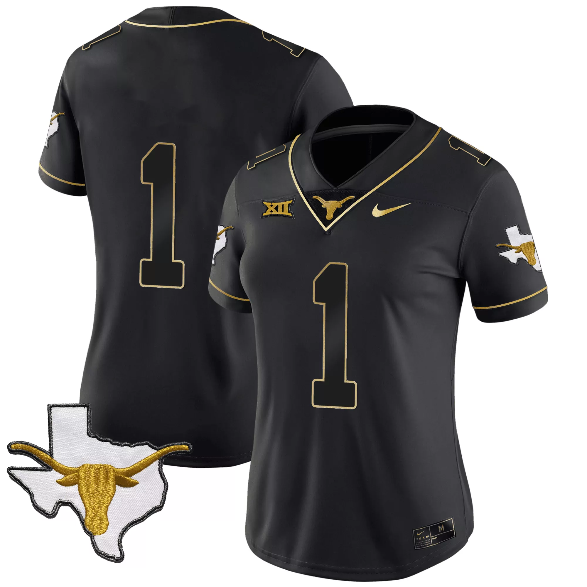 1 team black gold womens texas longhorns gold vapor limited jersey all stitched
