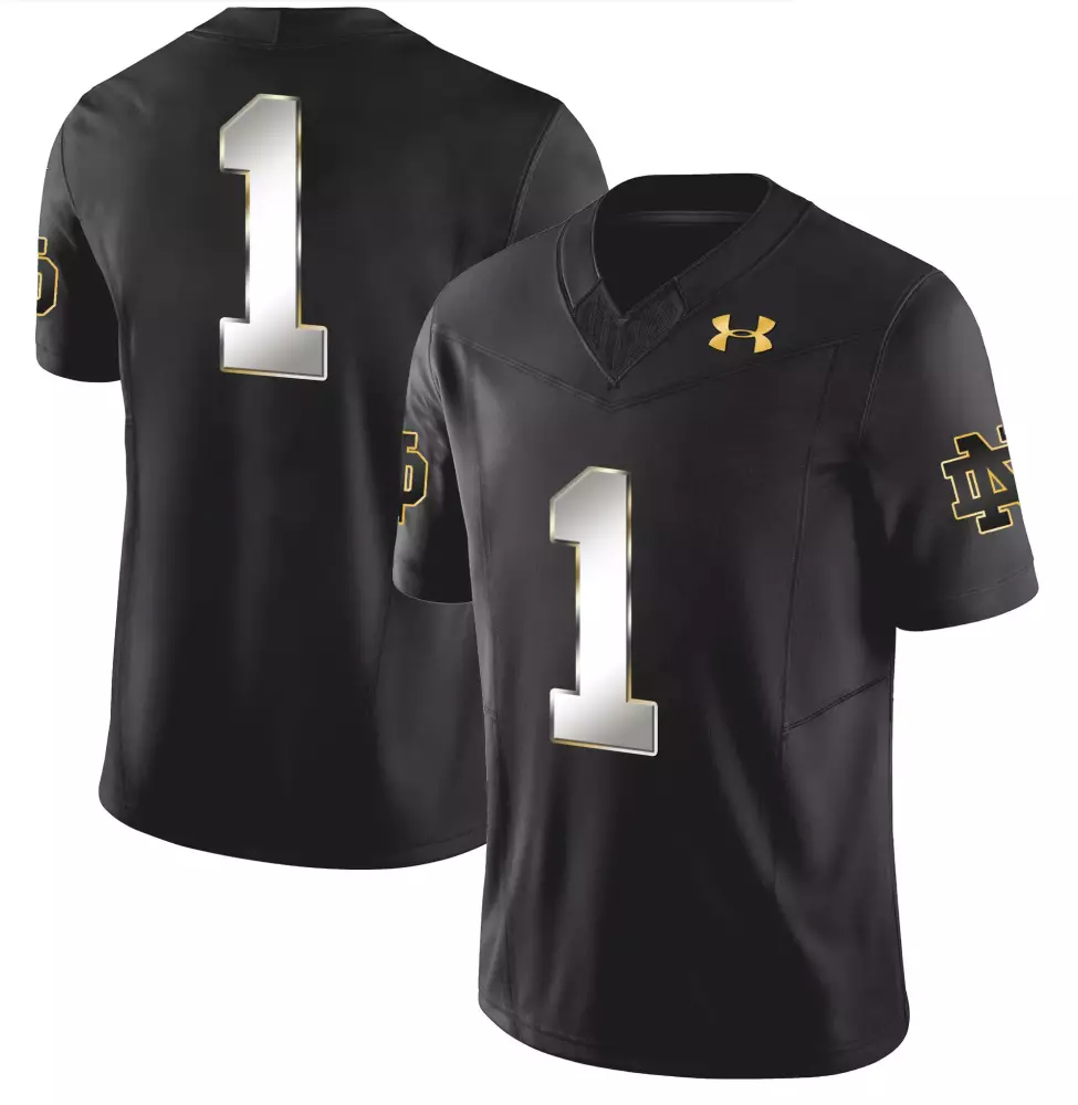 1 team black limited mens notre dame fighting irish gold vapor limited jersey all stitched