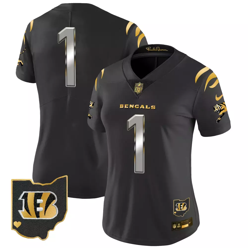 Cincinnati Bengals 2024 Women's Black Gold Vapor Limited Jersey | All Stitched Fan Gear | For Men, Women & Youth