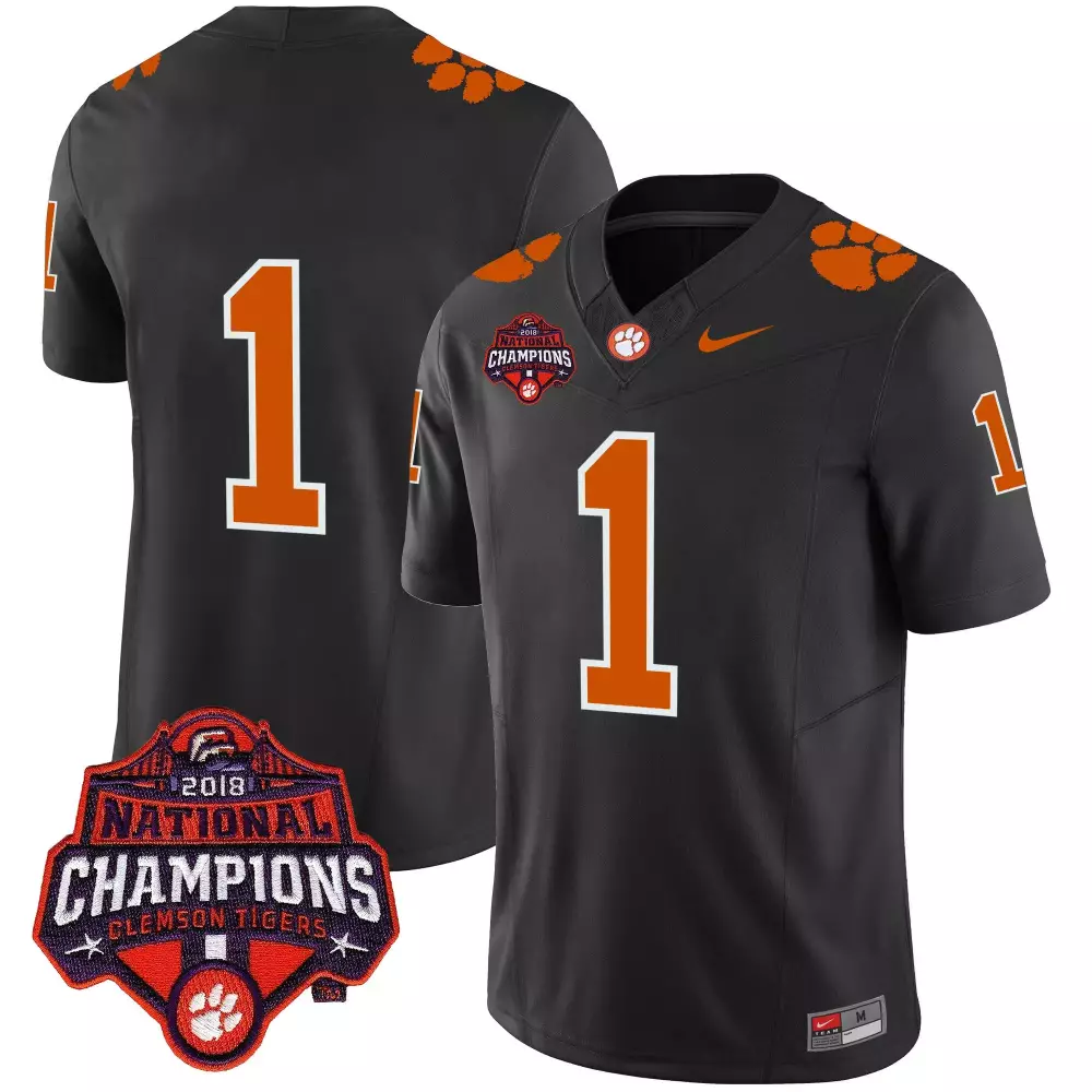 1 team black mens clemson tigers vapor limited jersey all stitched