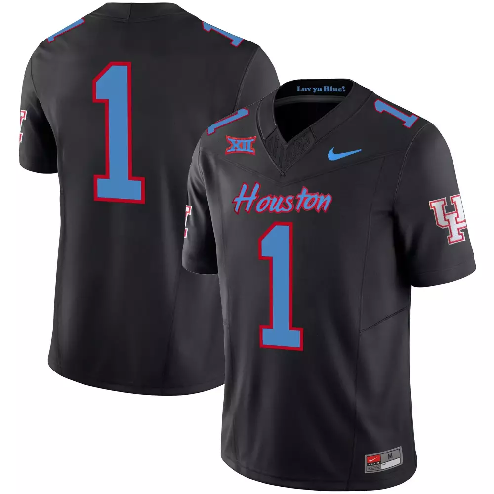 1 team black mens houston cougars 2023 oilers inspired vapor jersey v3 all stitched