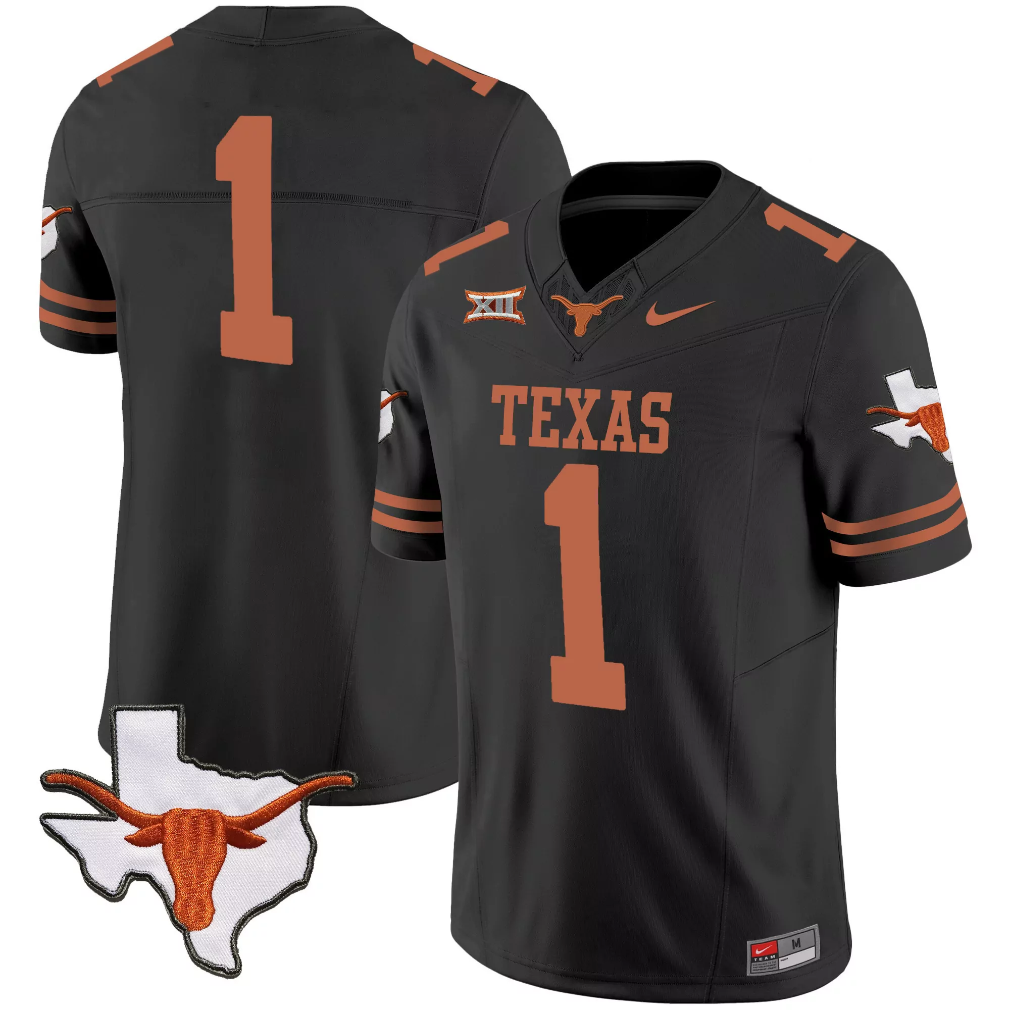 1 team black mens texas longhorns sugar bowl sec patch vapor jersey all stitched