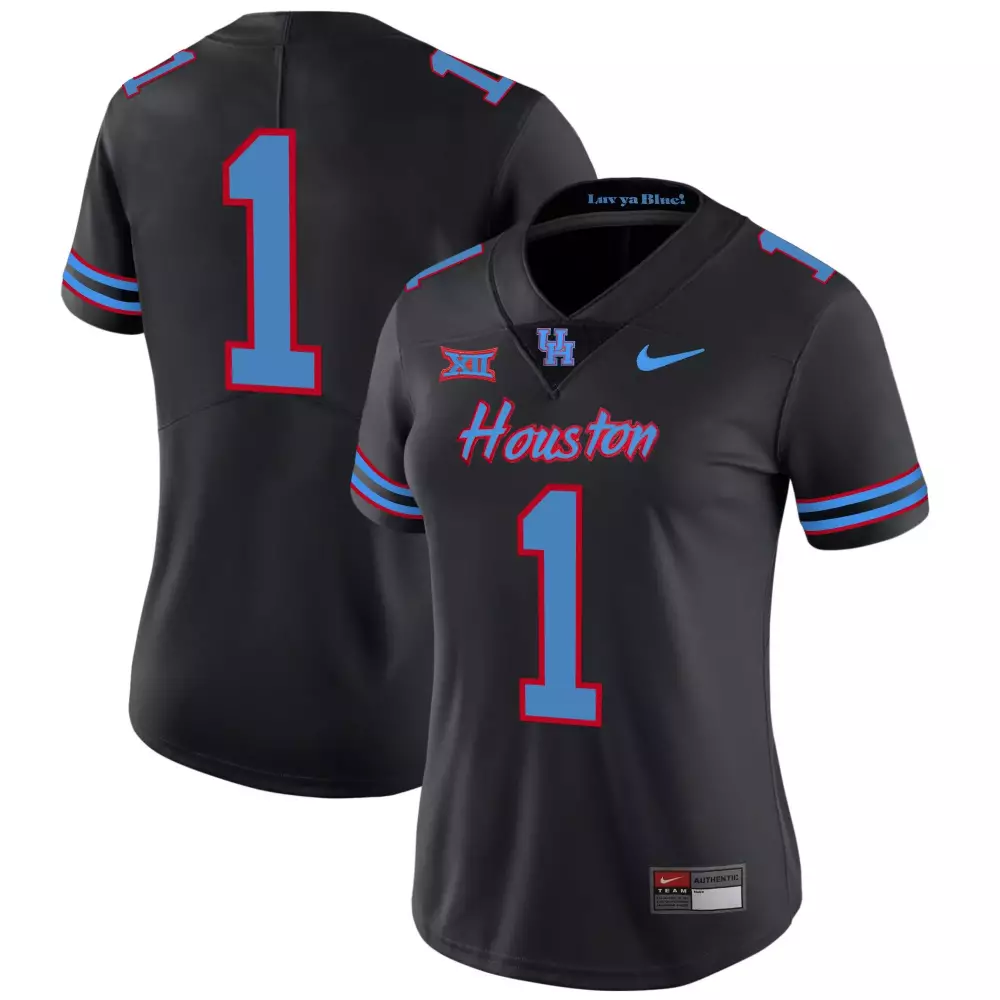 1 team black womens houston cougars 2023 oilers inspired vapor jersey all stitched