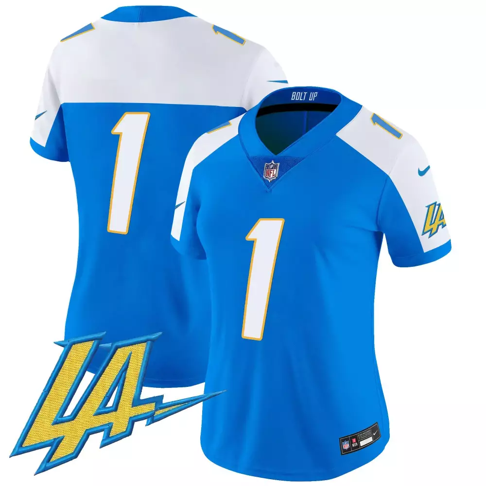 1 Team Black Los Angeles Chargers Vapor Jersey | 2023 Women's Style | Limited Edition Fan Gear | For Men, Women & Youth