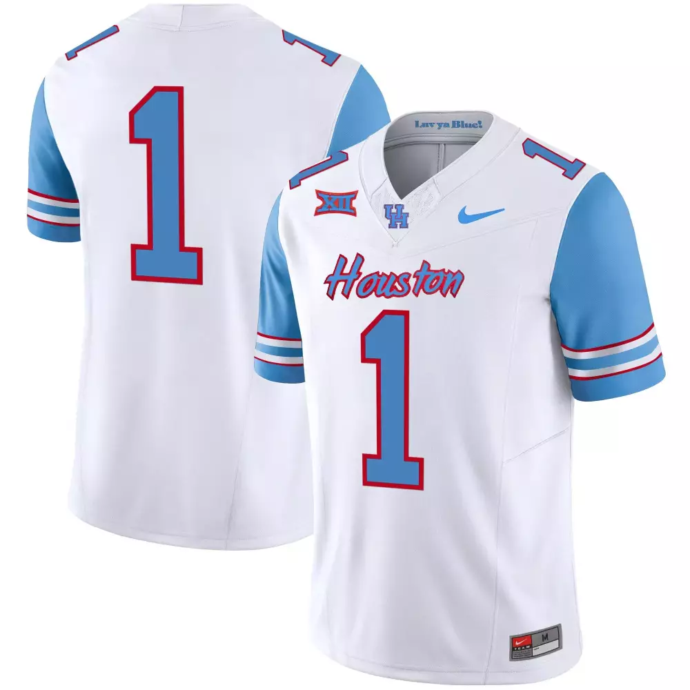 1 team blue sleeves mens houston cougars 2023 oilers inspired vapor jersey v5 all stitched