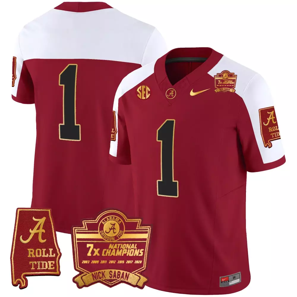 1 team crimson alternate mens alabama crimson tide gold trim vapor jersey alabama map all stitched