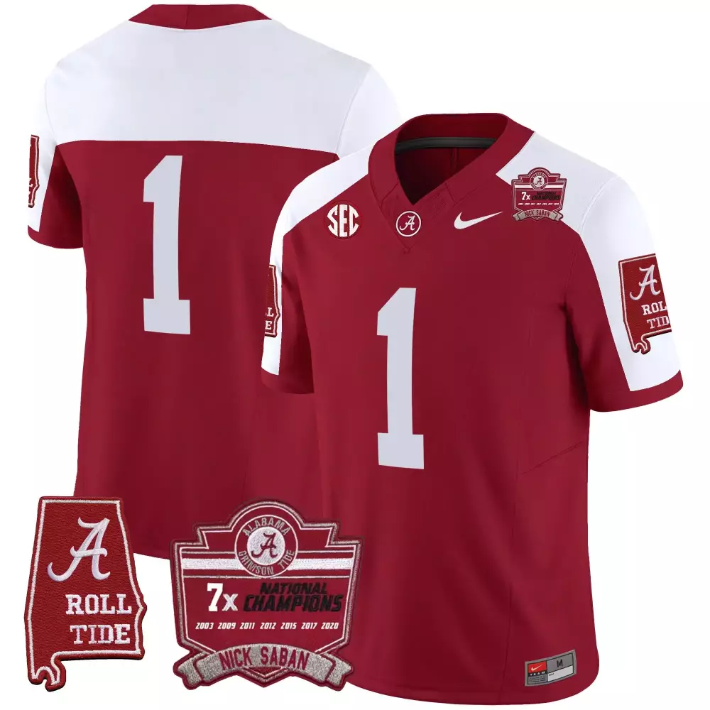 1 team crimson alternate mens alabama crimson tide gold trim vapor jersey alabama map all stitched