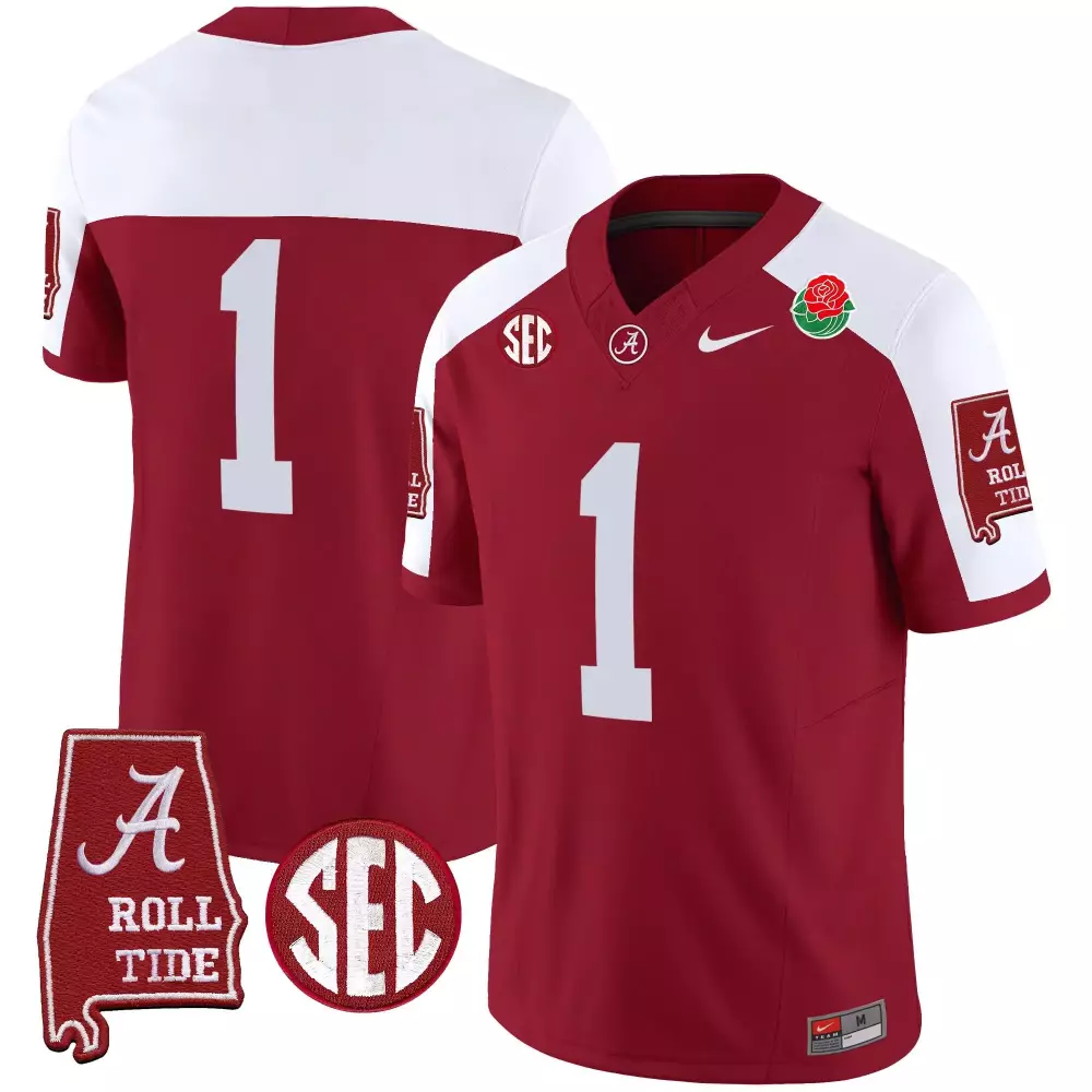 1 team crimson alternate mens alabama crimson tide rose bowl patch vapor jersey all stitched