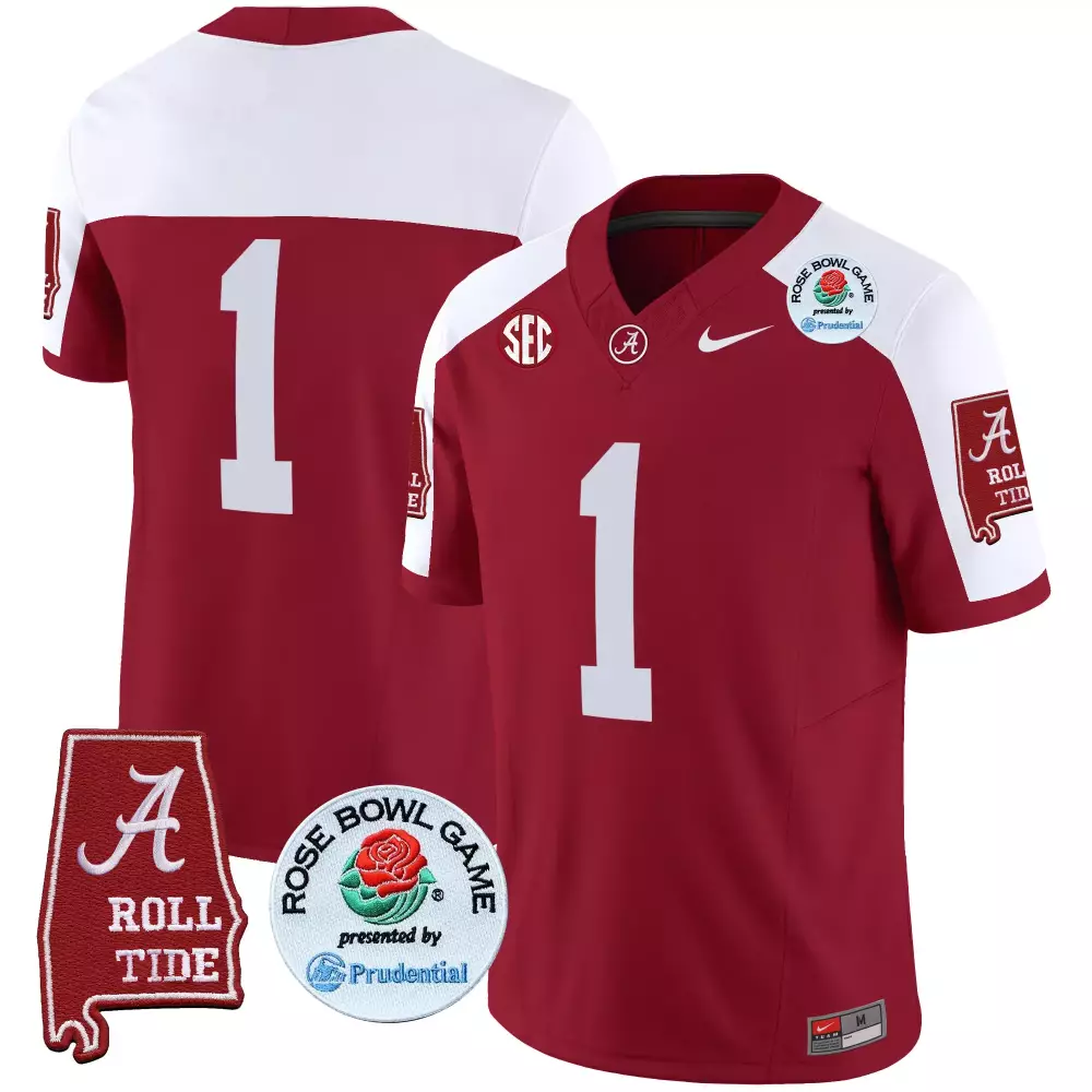 1 team crimson alternate mens alabama crimson tide rose bowl patch vapor jersey all stitched