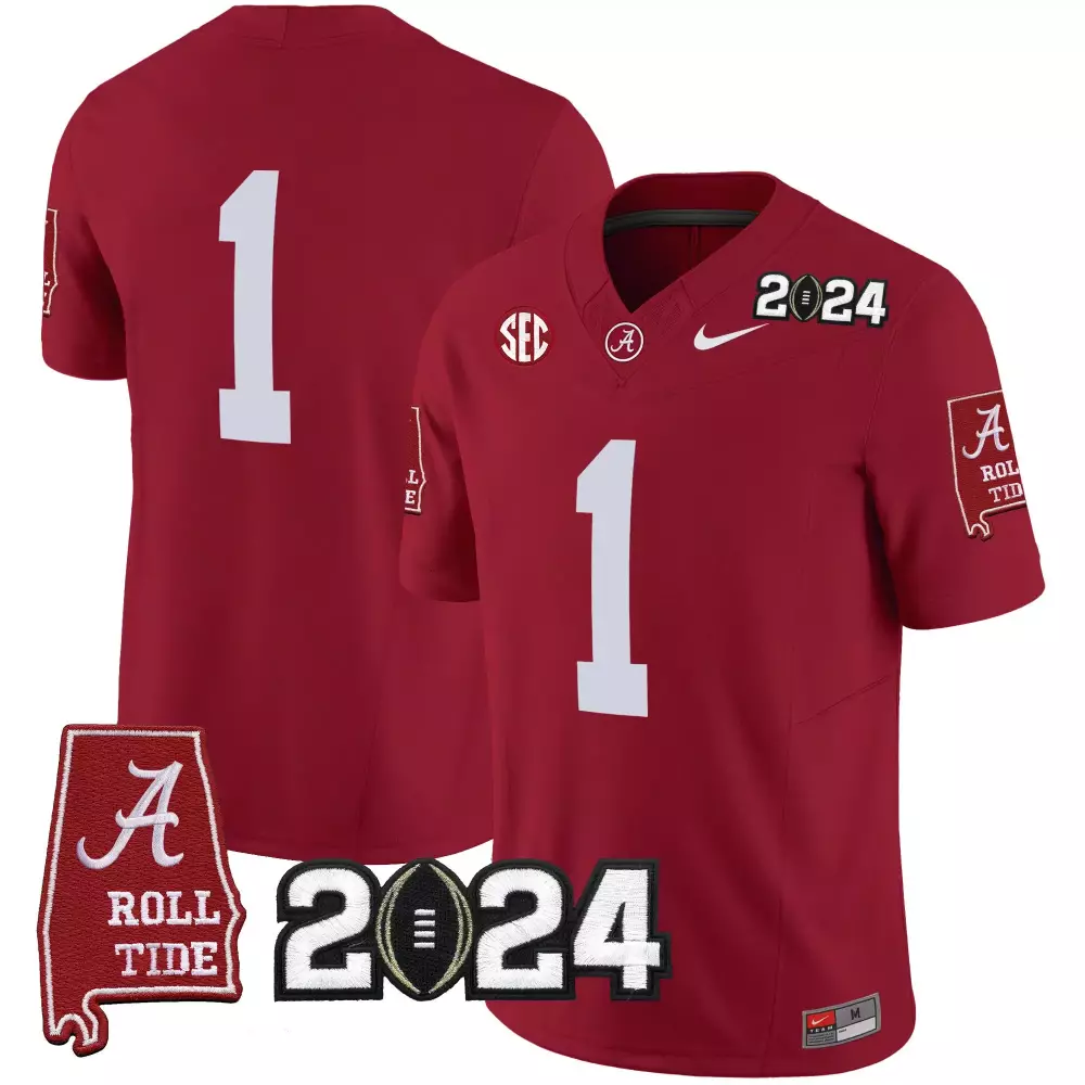 1 team crimson alternate youths alabama crimson tide nick saban 7x champions patch vapor jersey all stitched