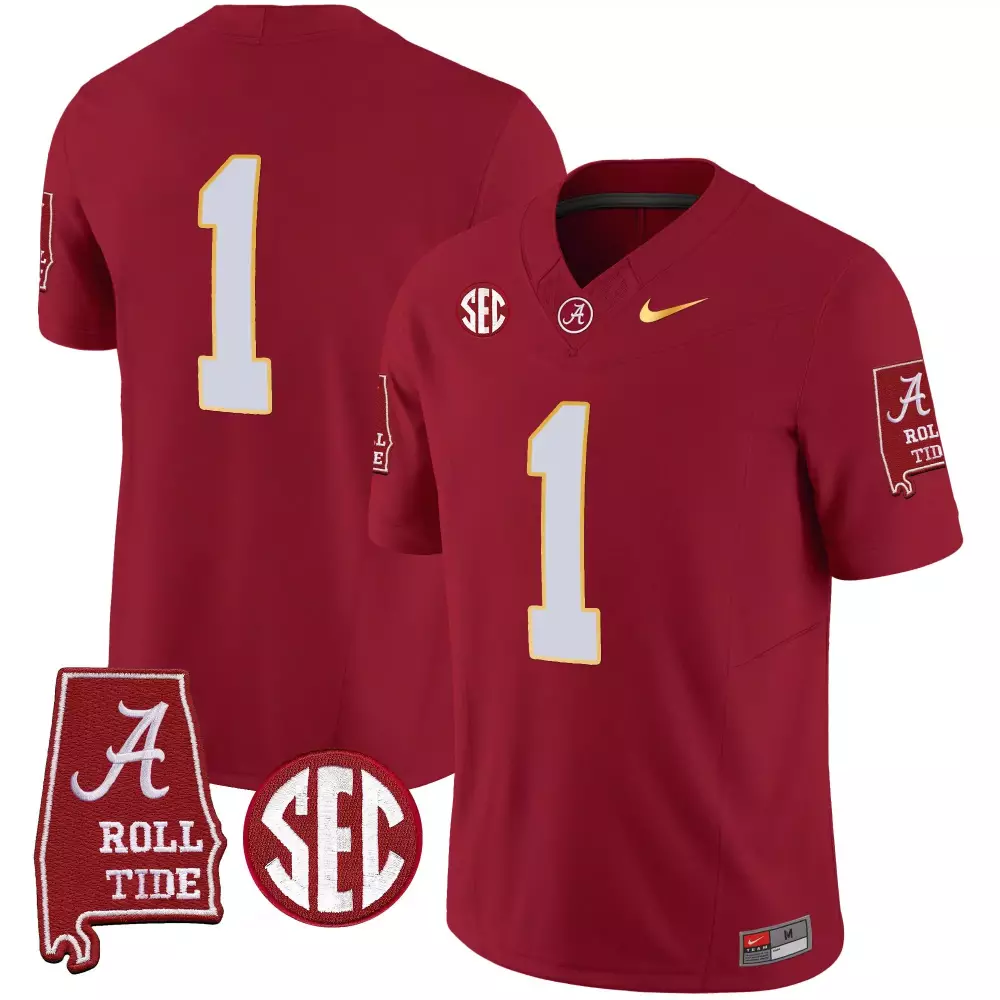 1 team crimson alternate youths alabama crimson tide nick saban 7x champions patch vapor jersey all stitched