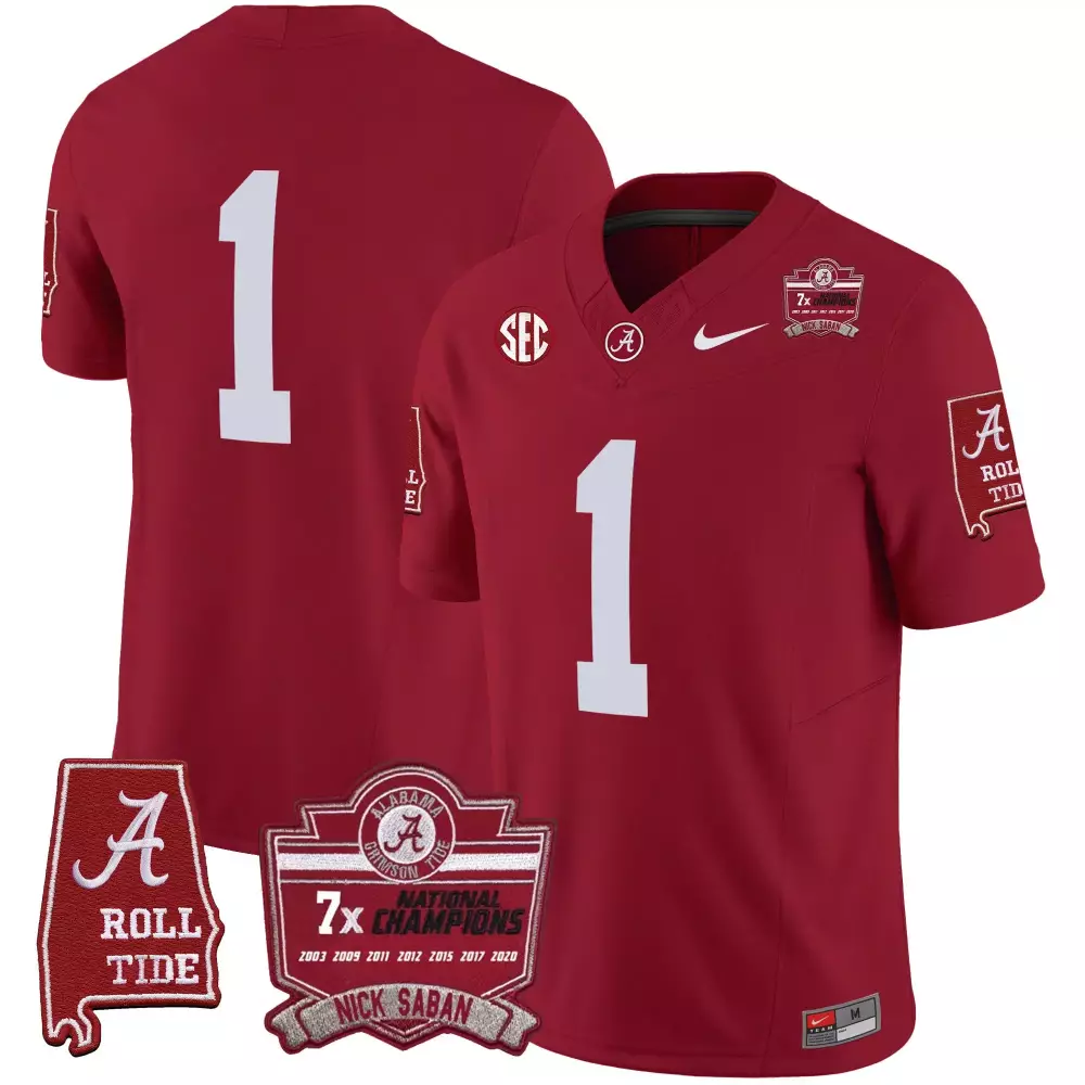 1 team crimson mens alabama crimson tide gold trim vapor jersey v3 alabama map all stitched