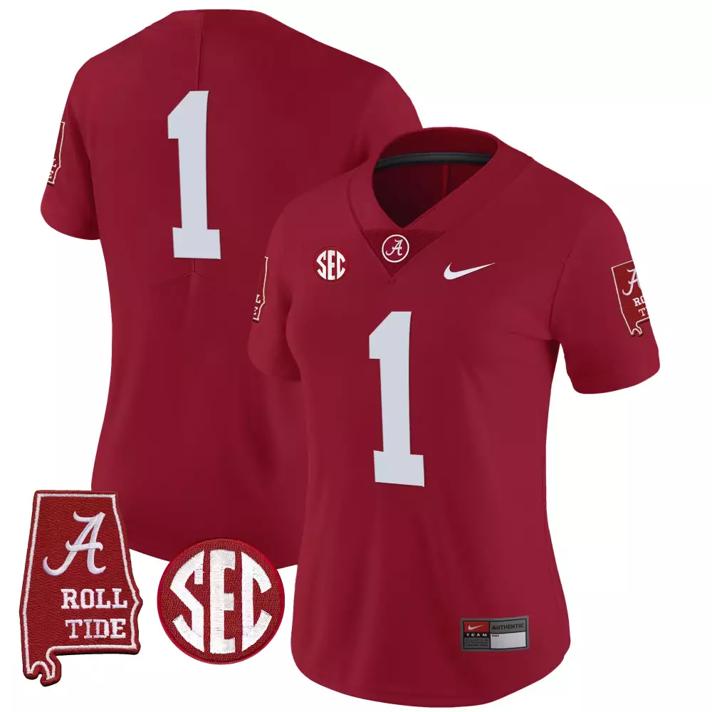 1 team crimson womens alabama crimson tide gold trim vapor jersey v2 alabama map all stitched