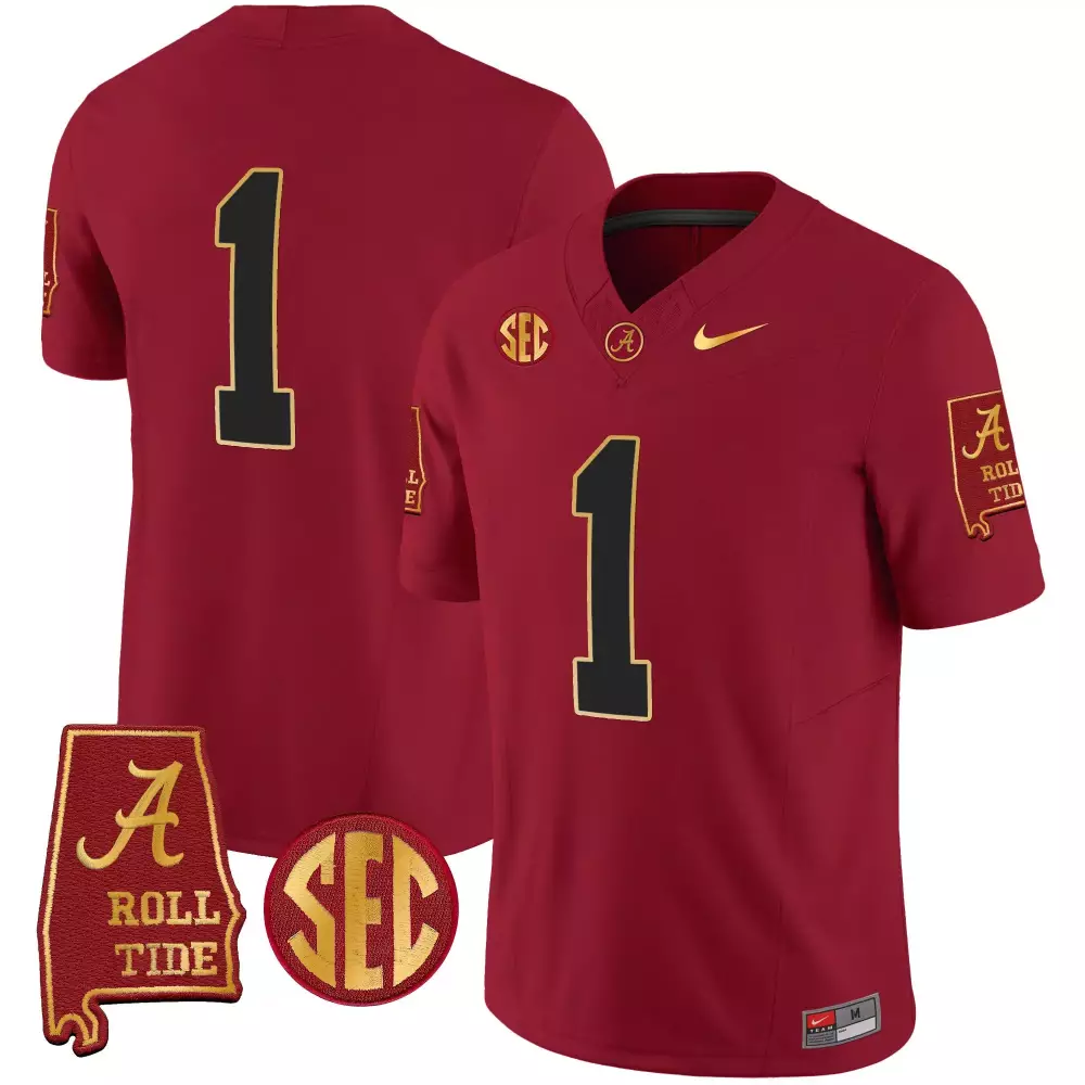 1 team crimson womens alabama crimson tide gold trim vapor jersey v2 alabama map all stitched