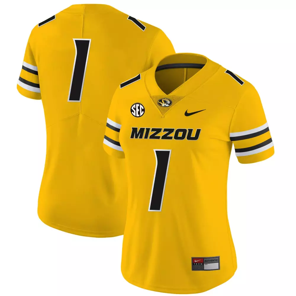 1 team gold womens missouri tigers vapor limited jersey all stitched