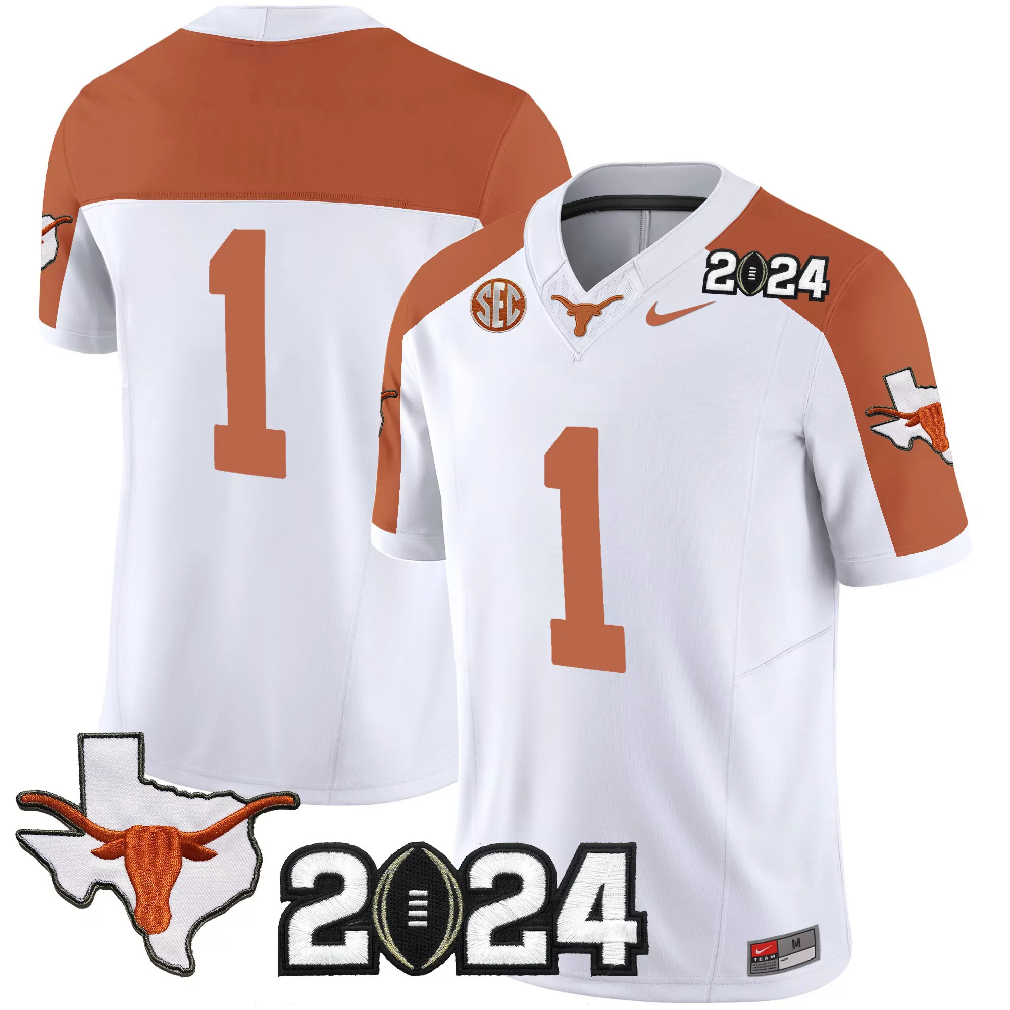 1 team inverted mens texas longhorns 2024 vapor limited jersey all stitched