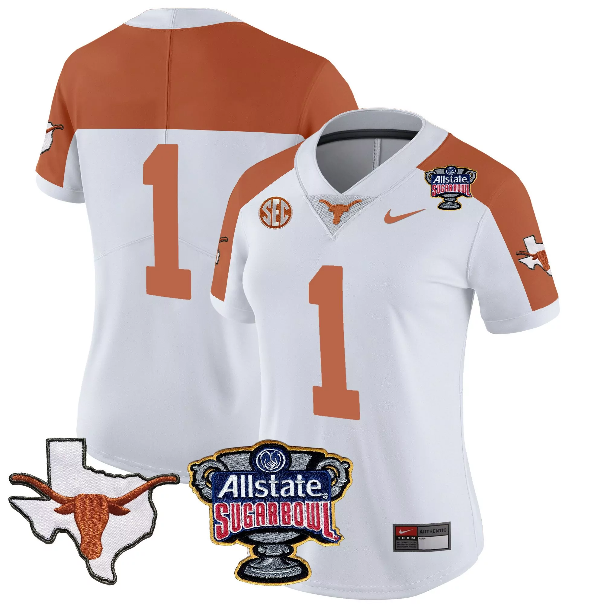 1 team inverted womens texas longhorns state map sec patch vapor jersey v2 all stitched