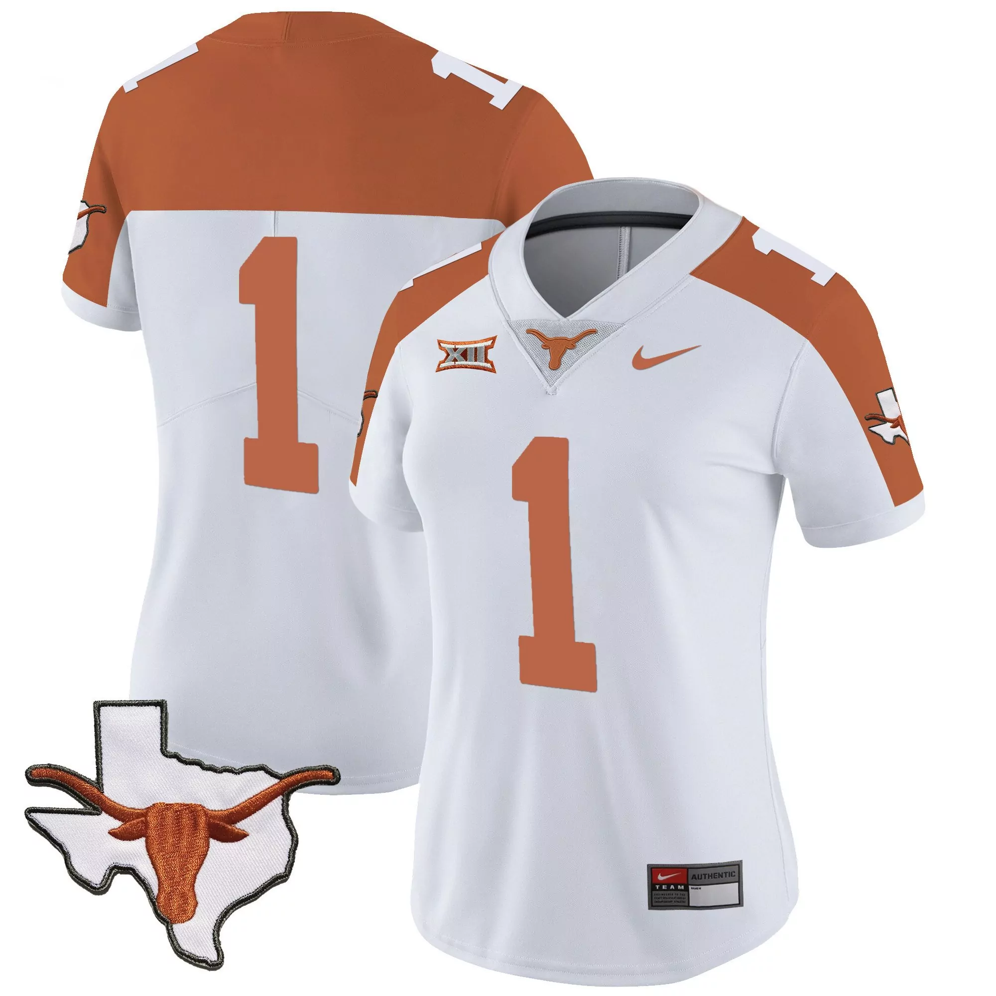 1 team inverted womens texas longhorns state map sec patch vapor jersey v2 all stitched