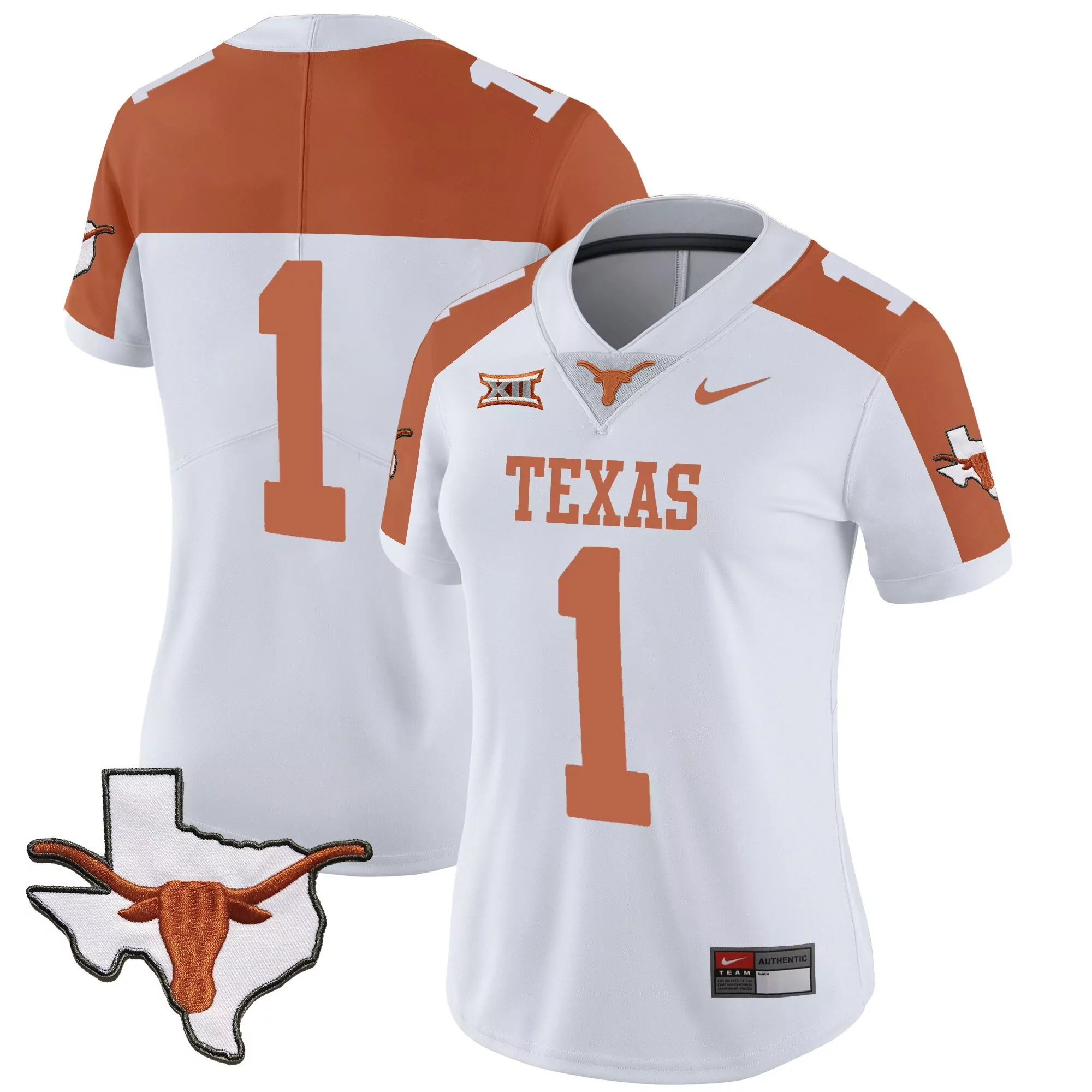 1 team inverted womens texas longhorns state map sec patch vapor jersey v2 all stitched