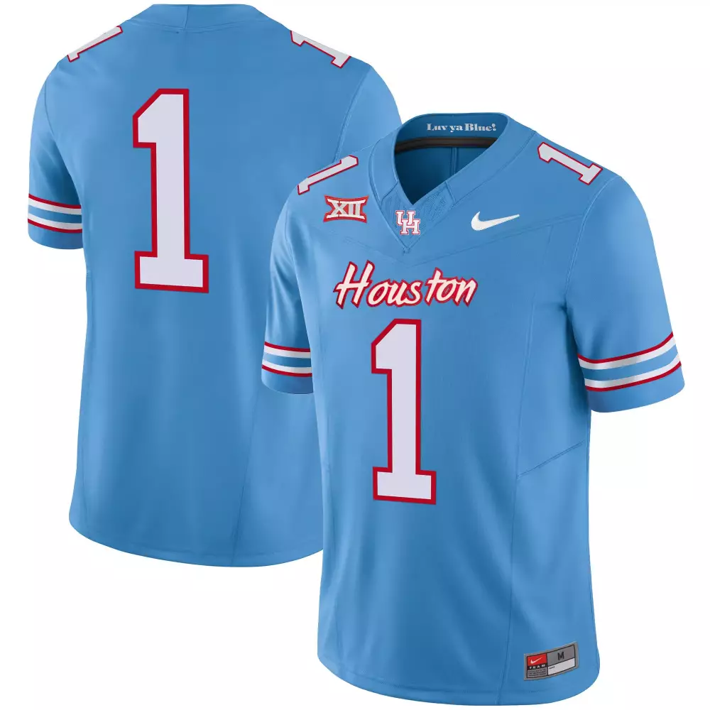 1 team light blue youths houston cougars 2023 oilers inspired vapor jersey all stitched