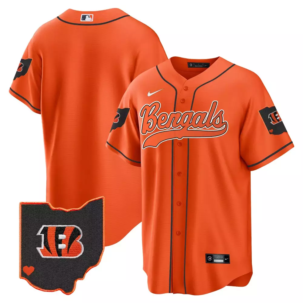 Cincinnati Bengals Ohio Patch Orange Baseball Jersey | Stitched Fan Gear for Men, Women & Youth | Great for Game Day