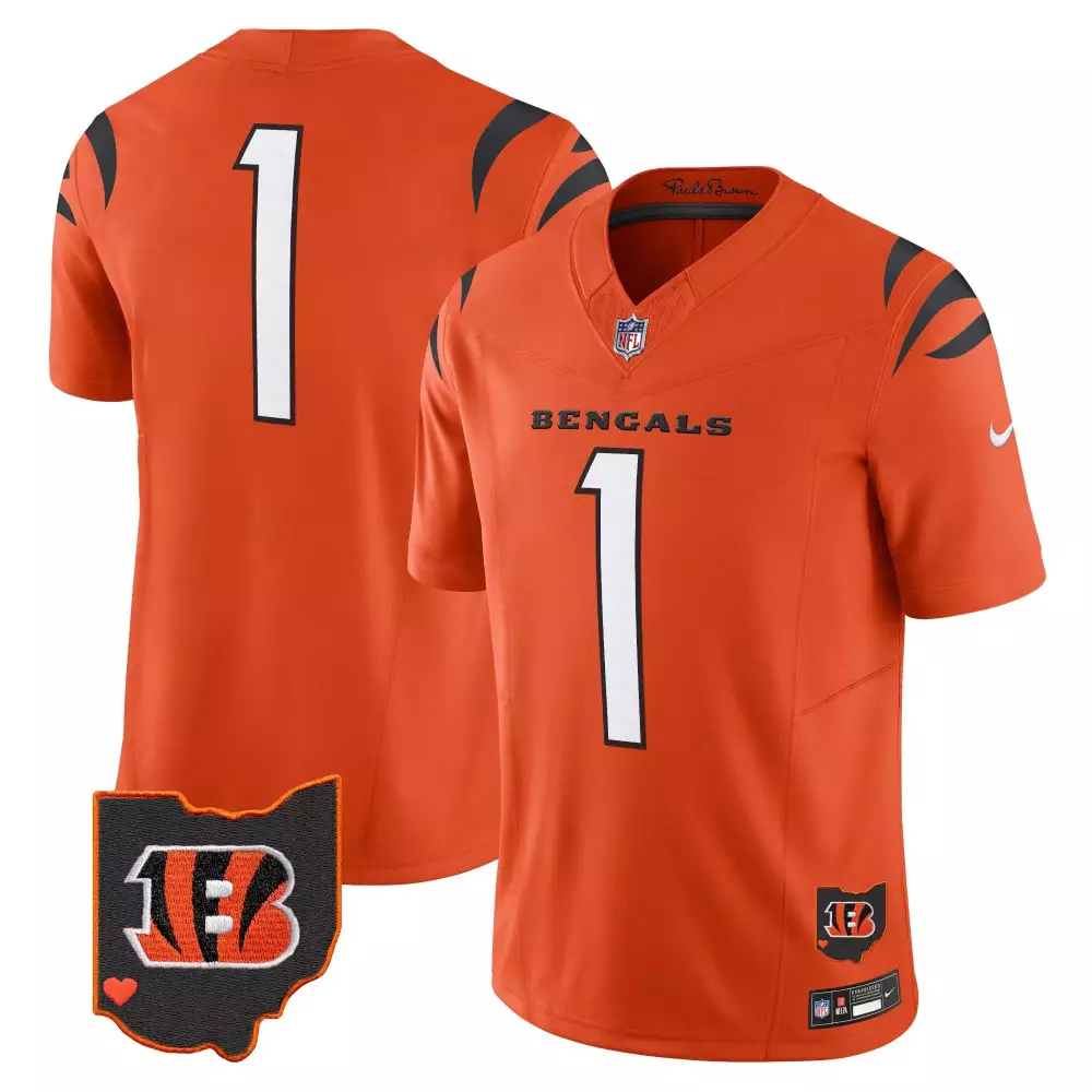 Cincinnati Bengals Ohio Patch Vapor Limited Custom Jersey V2 | Stitched Alternate Women's Fan Gear | For Men, Women & Youth