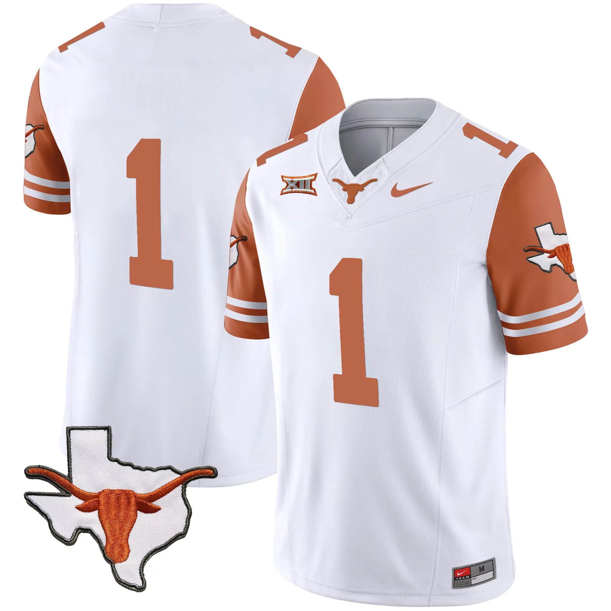 1 team orange sleeves mens texas longhorns vapor limited jersey all stitched