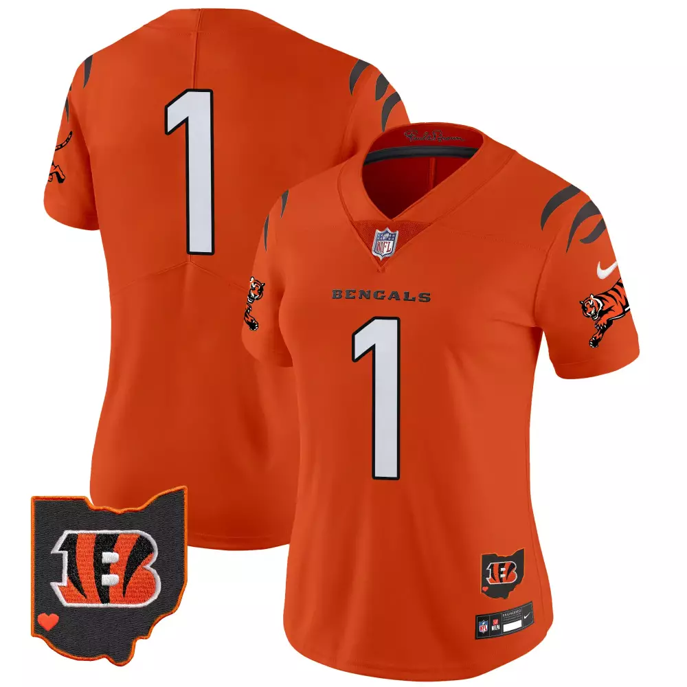 Cincinnati Bengals 2024 Orange Vapor Limited Jersey | Stitched Fan Gear for Women | Perfect for Game Day