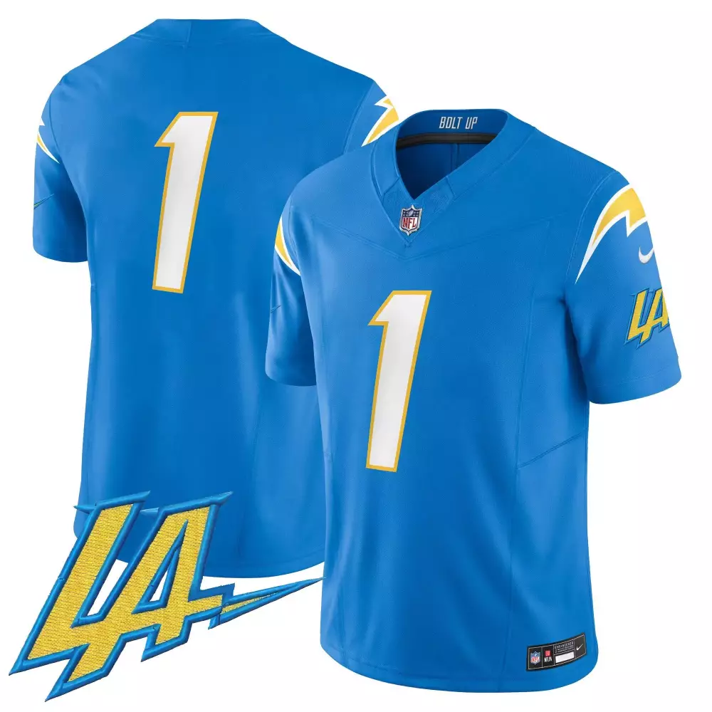 1 Team Powder Blue Los Angeles Chargers Vapor Jersey | 2023 Men's Style | Limited Edition Fan Gear | For Men, Women & Youth