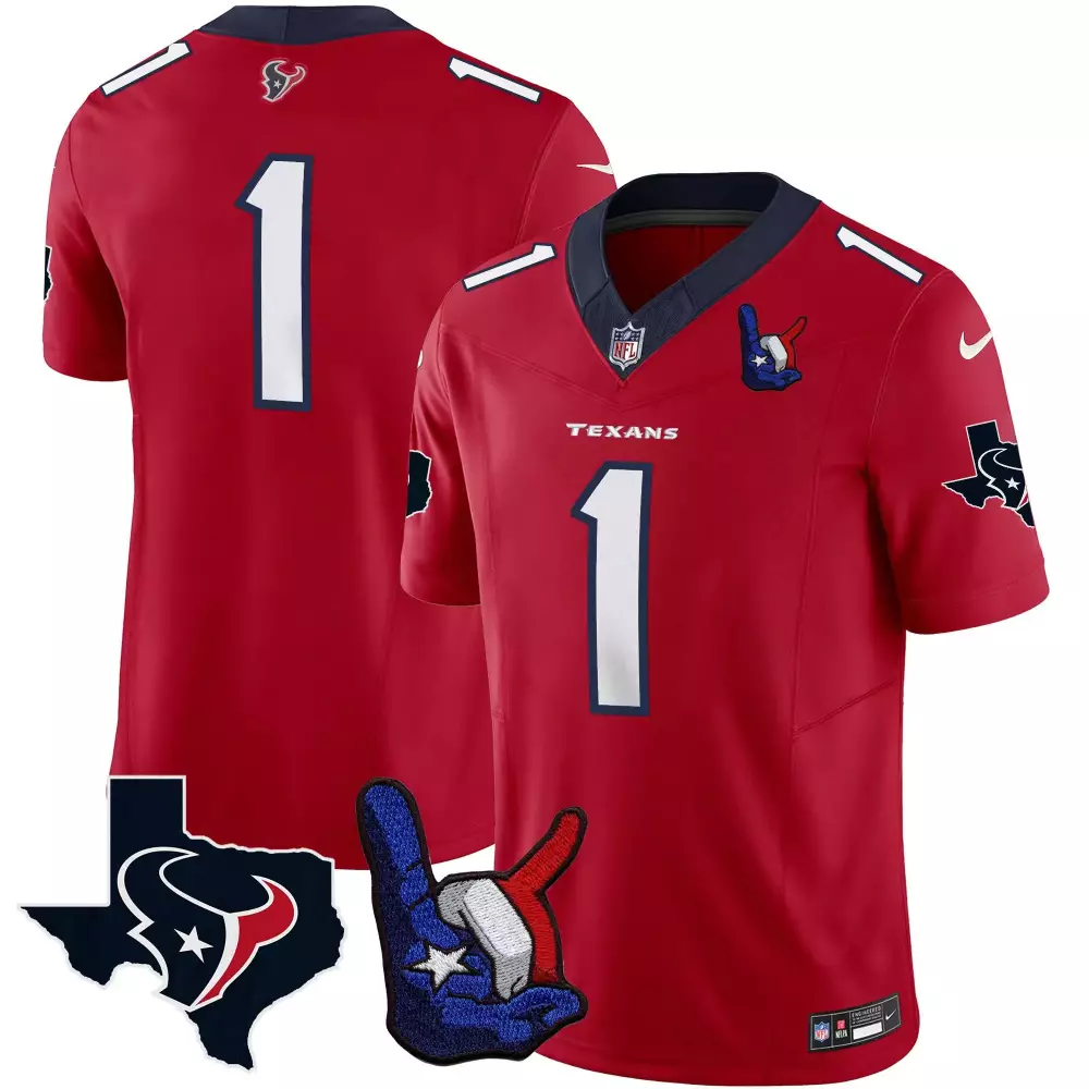 Houston Texans Red Stitched Jersey Youth | DJ Screw 00 | Name Patch 2023 | For Men, Women & Youth