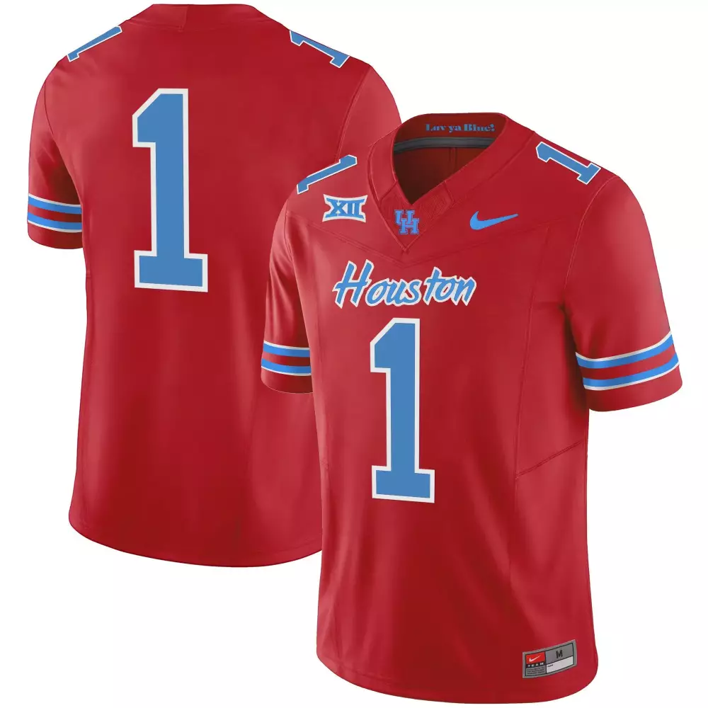 1 team red youths houston cougars 2023 oilers inspired vapor jersey all stitched