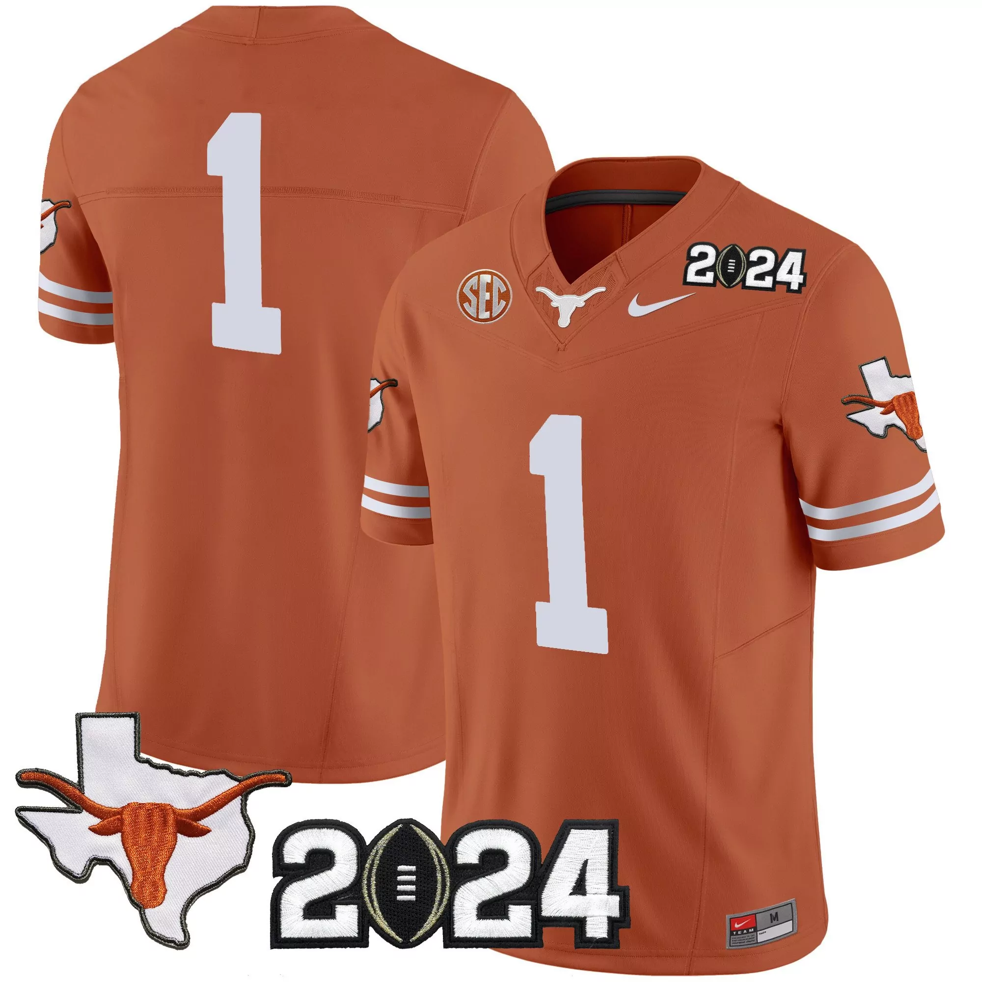 1 team texas orange mens texas longhorns 2024 vapor limited jersey all stitched