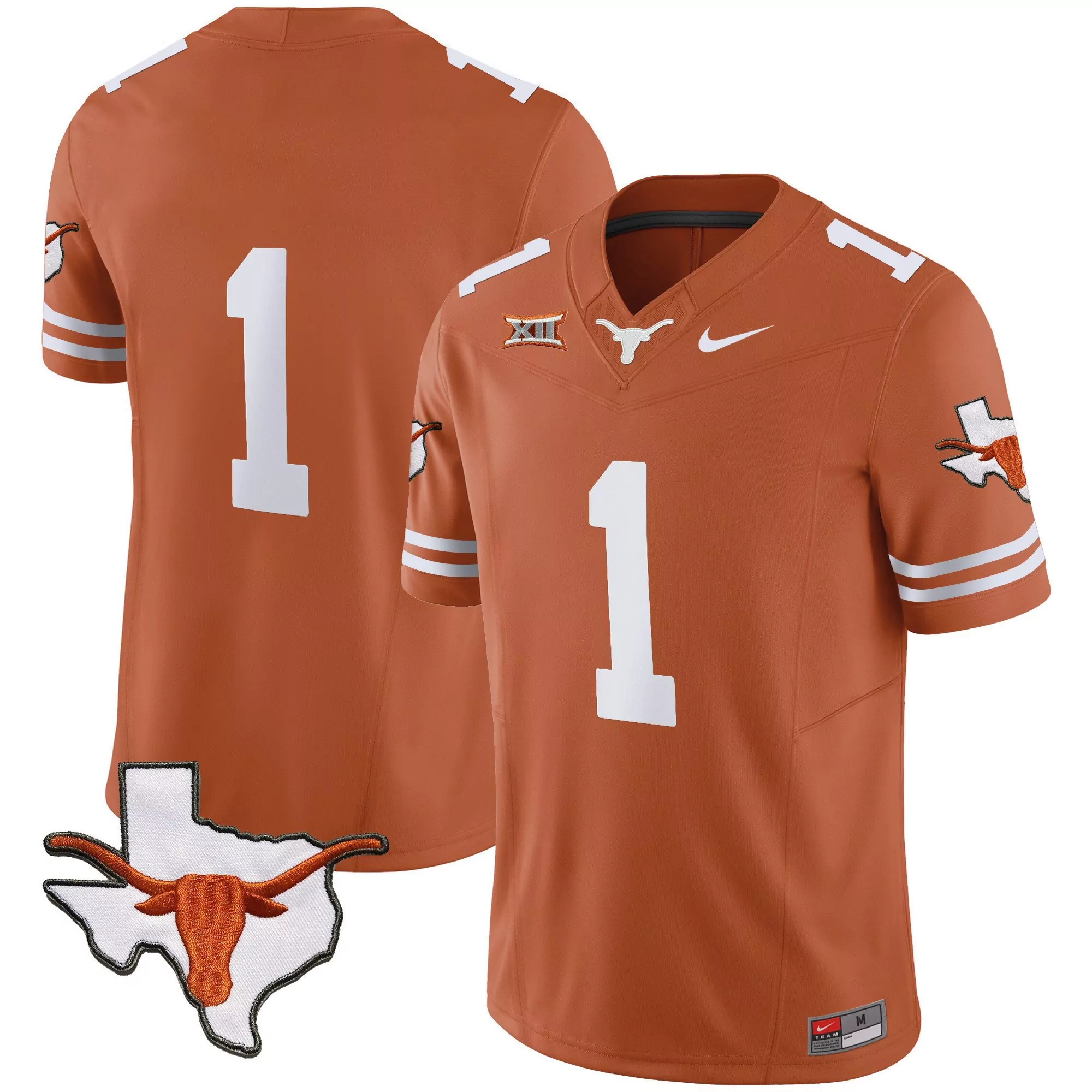 1 team texas orange mens texas longhorns sugar bowl sec patch vapor jersey all stitched