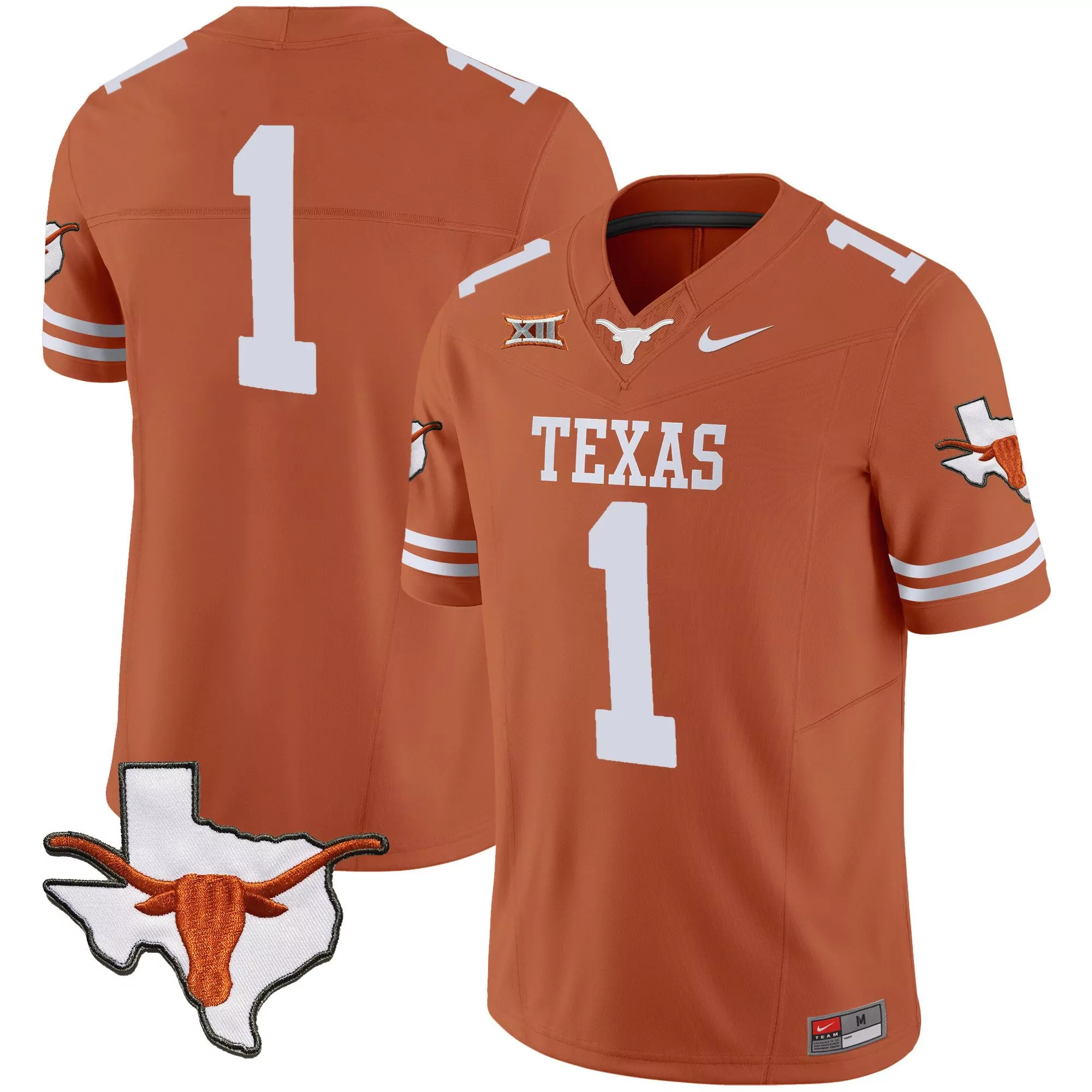 1 team texas orange mens texas longhorns sugar bowl sec patch vapor jersey all stitched