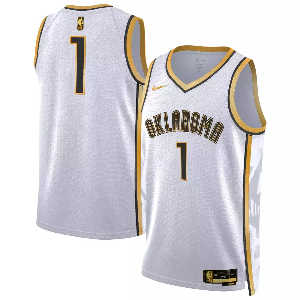 1 team black gold mens oklahoma city thunder 202425 city edition swingman jersey all stitched