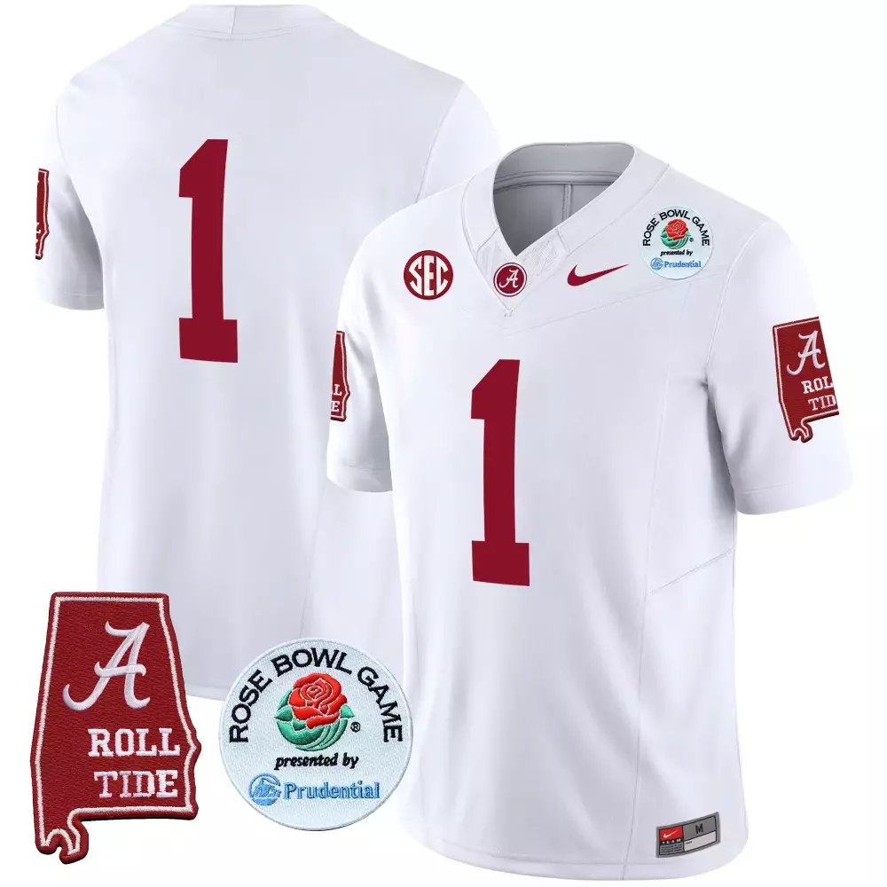 1 team white mens alabama crimson tide rose bowl patch vapor jersey all stitched