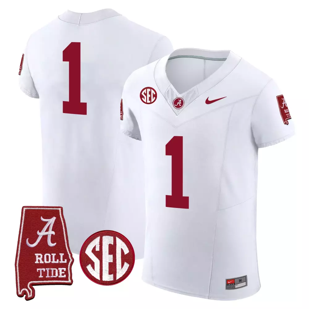 1 team white mens alabama crimson tide rose bowl patch vapor jersey all stitched