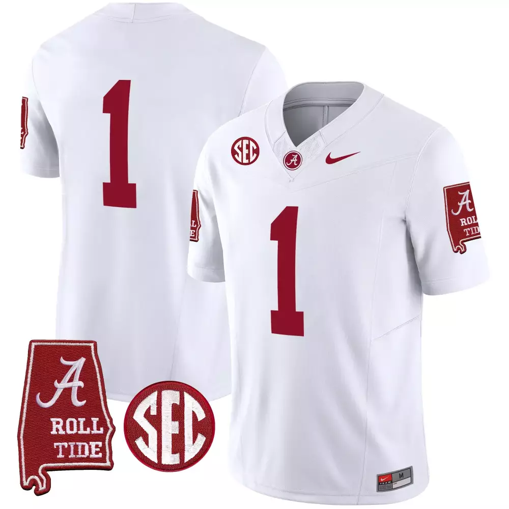 1 team white mens alabama crimson tide rose bowl patch vapor jersey all stitched