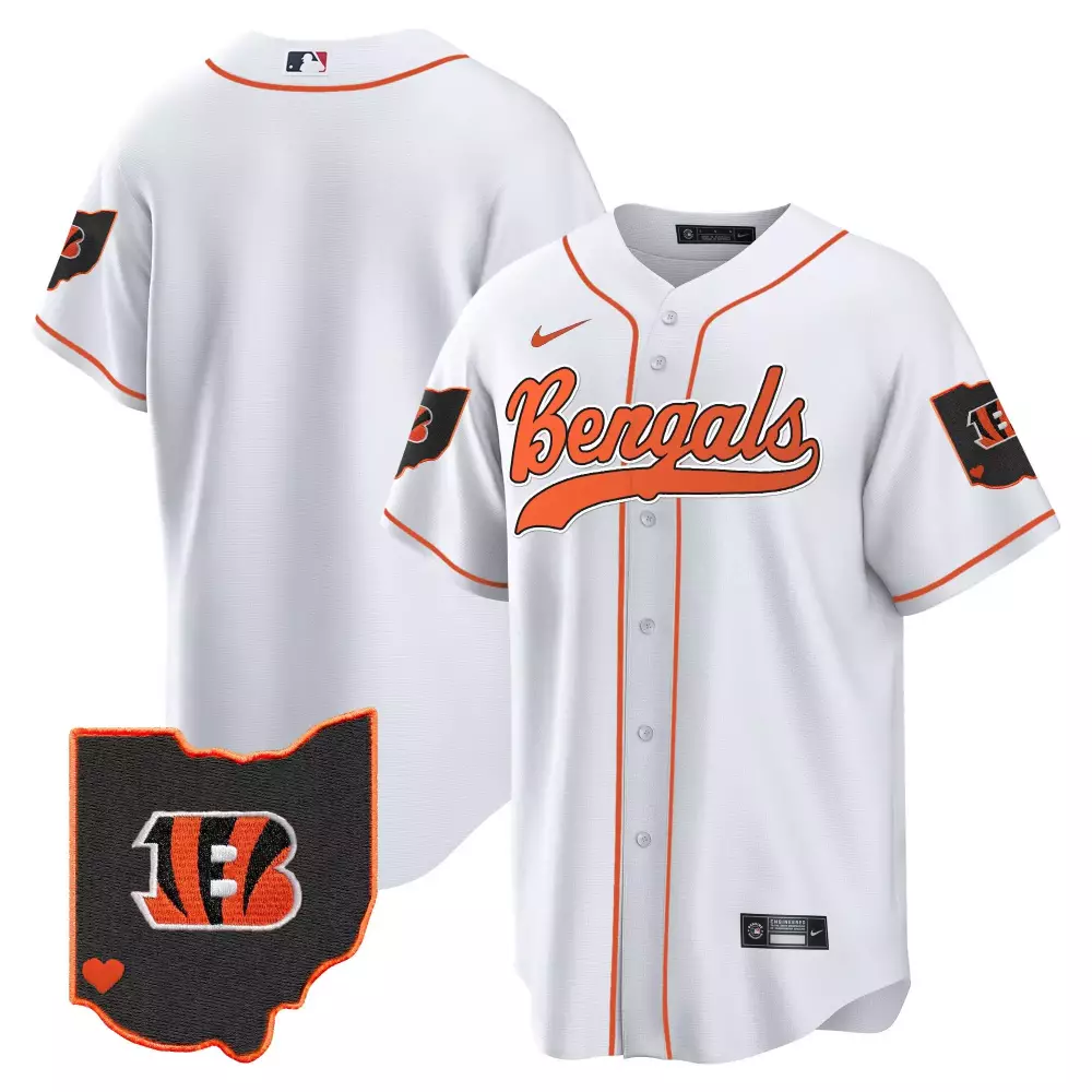 Cincinnati Bengals Ohio Patch Baseball Custom Jersey | Stitched Alternate Men's Fan Gear | For Men, Women & Youth