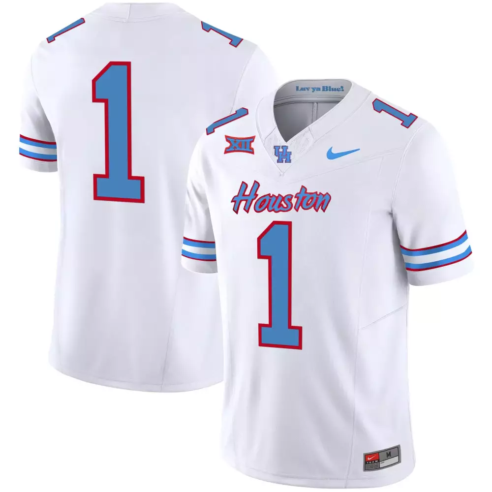 1 team white mens houston cougars 2023 oilers inspired vapor jersey all stitched
