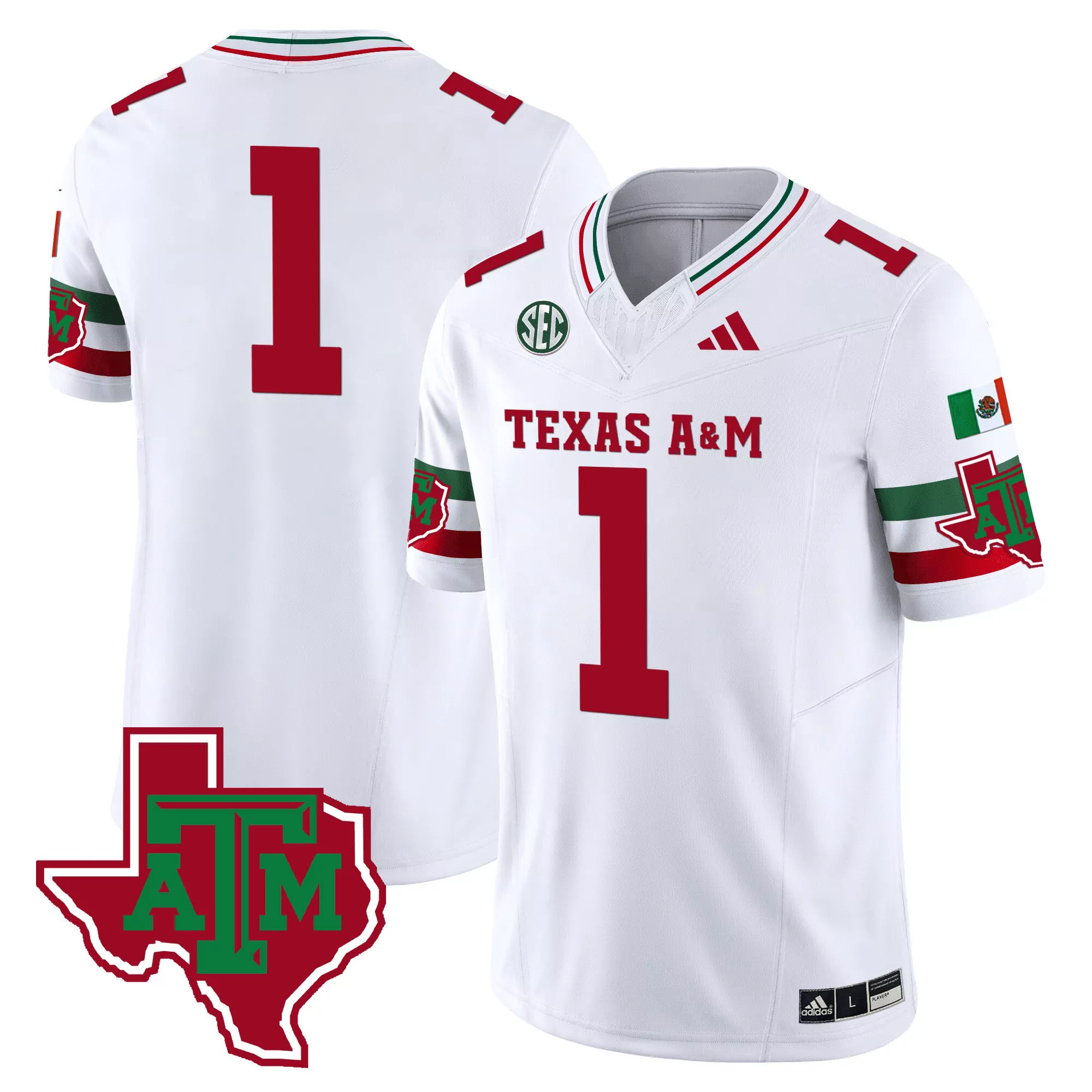 1 team green mens texas am aggies mexico vapor jersey all stitched