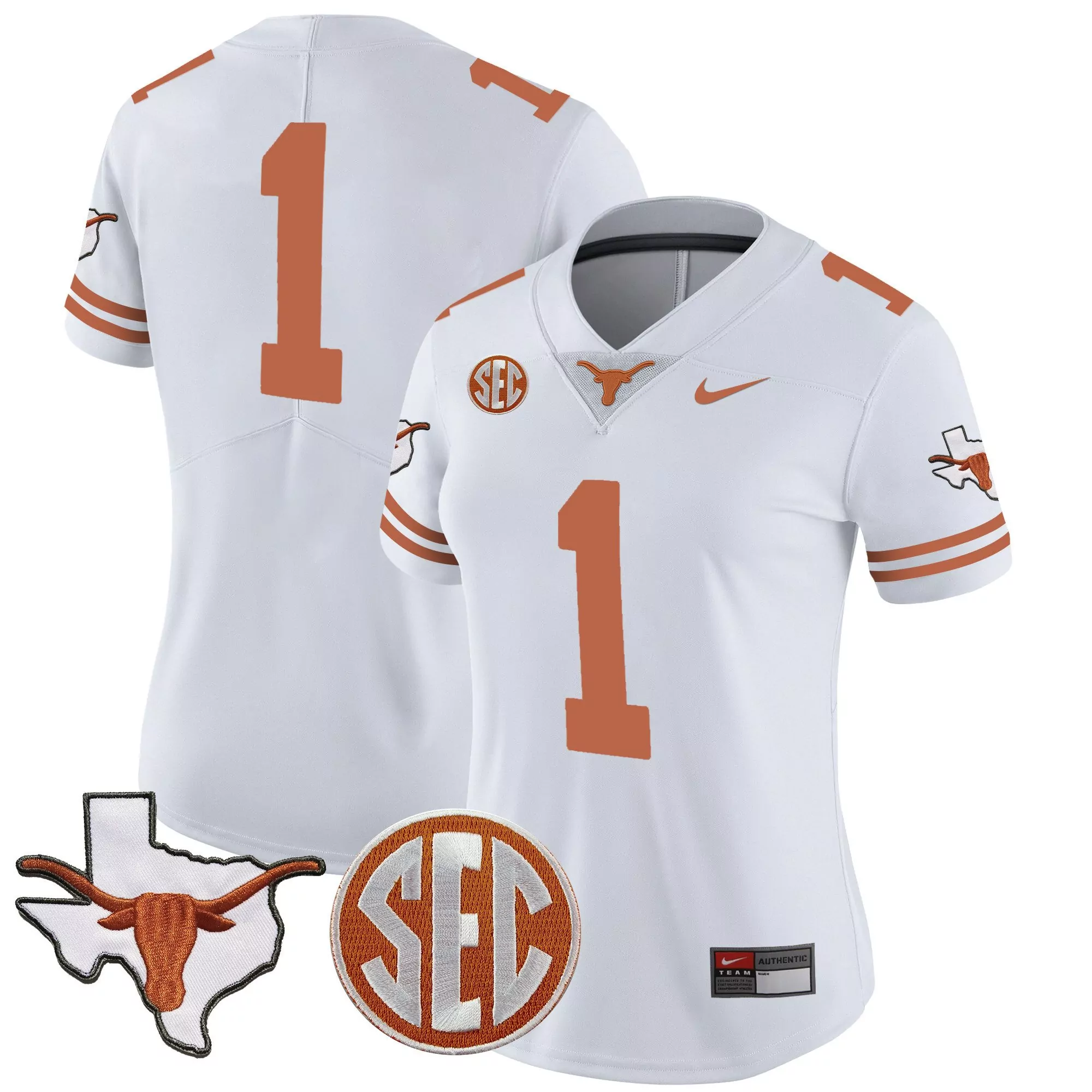 1 team white mens texas longhorns vapor limited jersey v3 all stitched