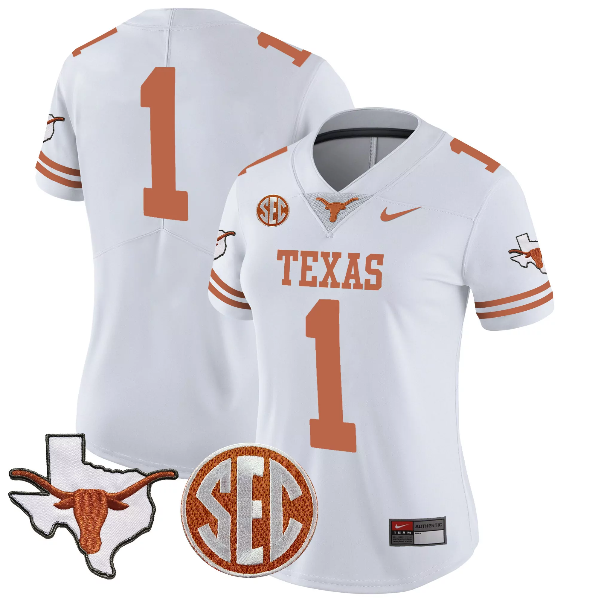 1 team white mens texas longhorns vapor limited jersey v3 all stitched