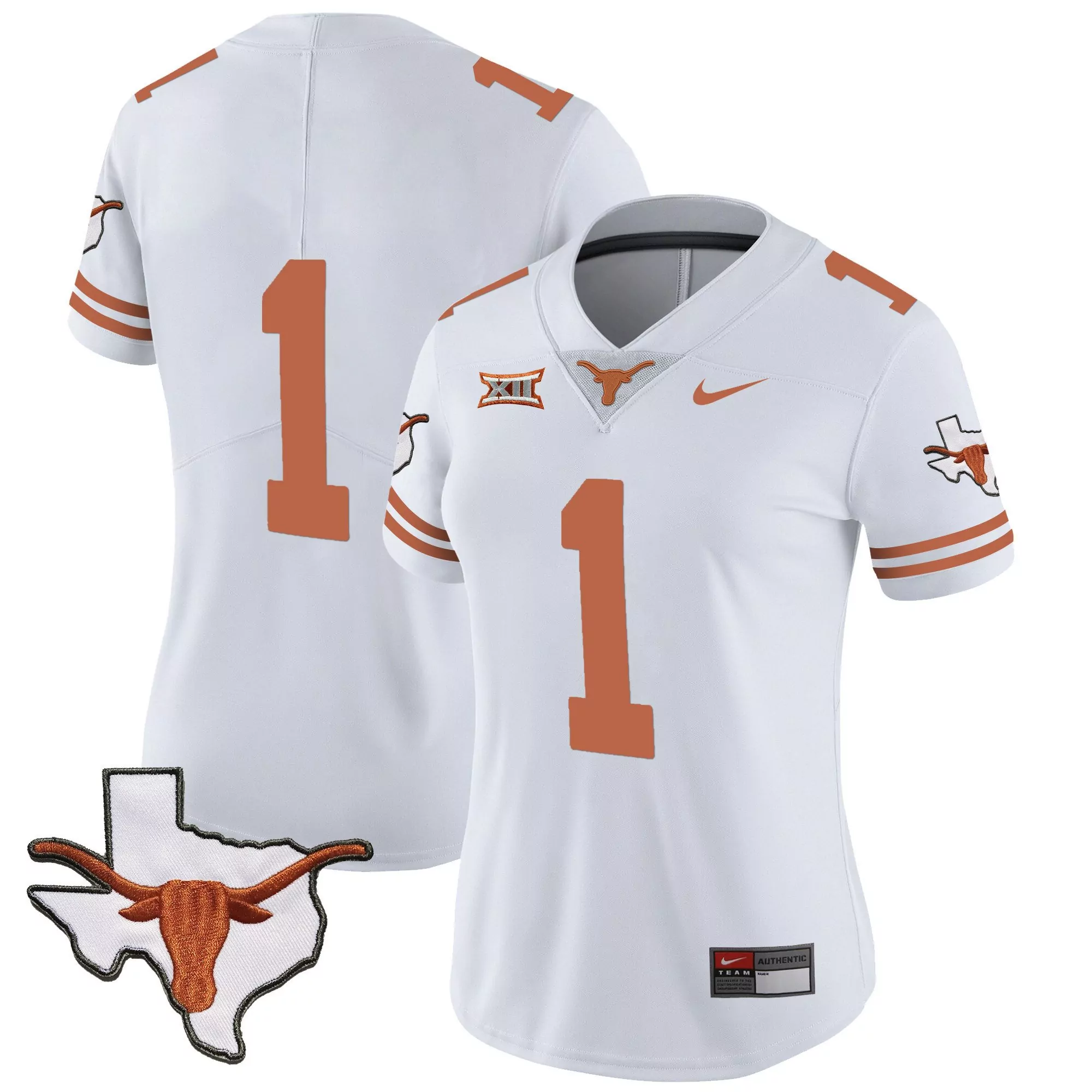 1 team white mens texas longhorns vapor limited jersey v3 all stitched
