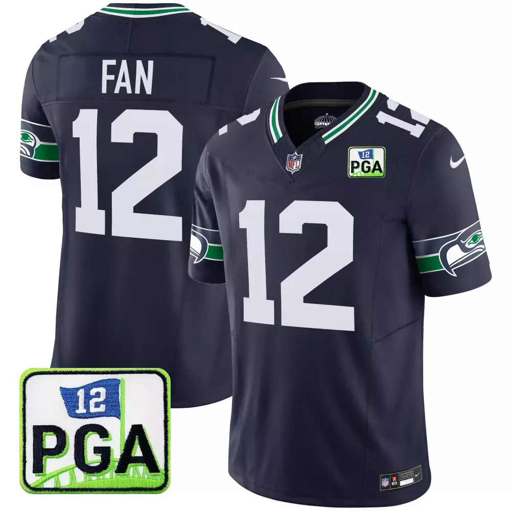 Seattle Seahawks 12th Fan Navy Men's Jersey | PGA Patch Vapor Style | All Stitched Fan Gear | For Men, Women & Youth