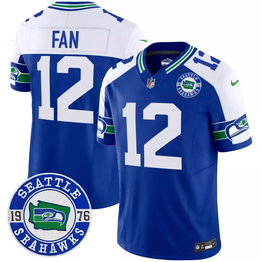 12th fan royal alternate mens seattle seahawks throwback est 1976 patch vapor limited jersey all stitched
