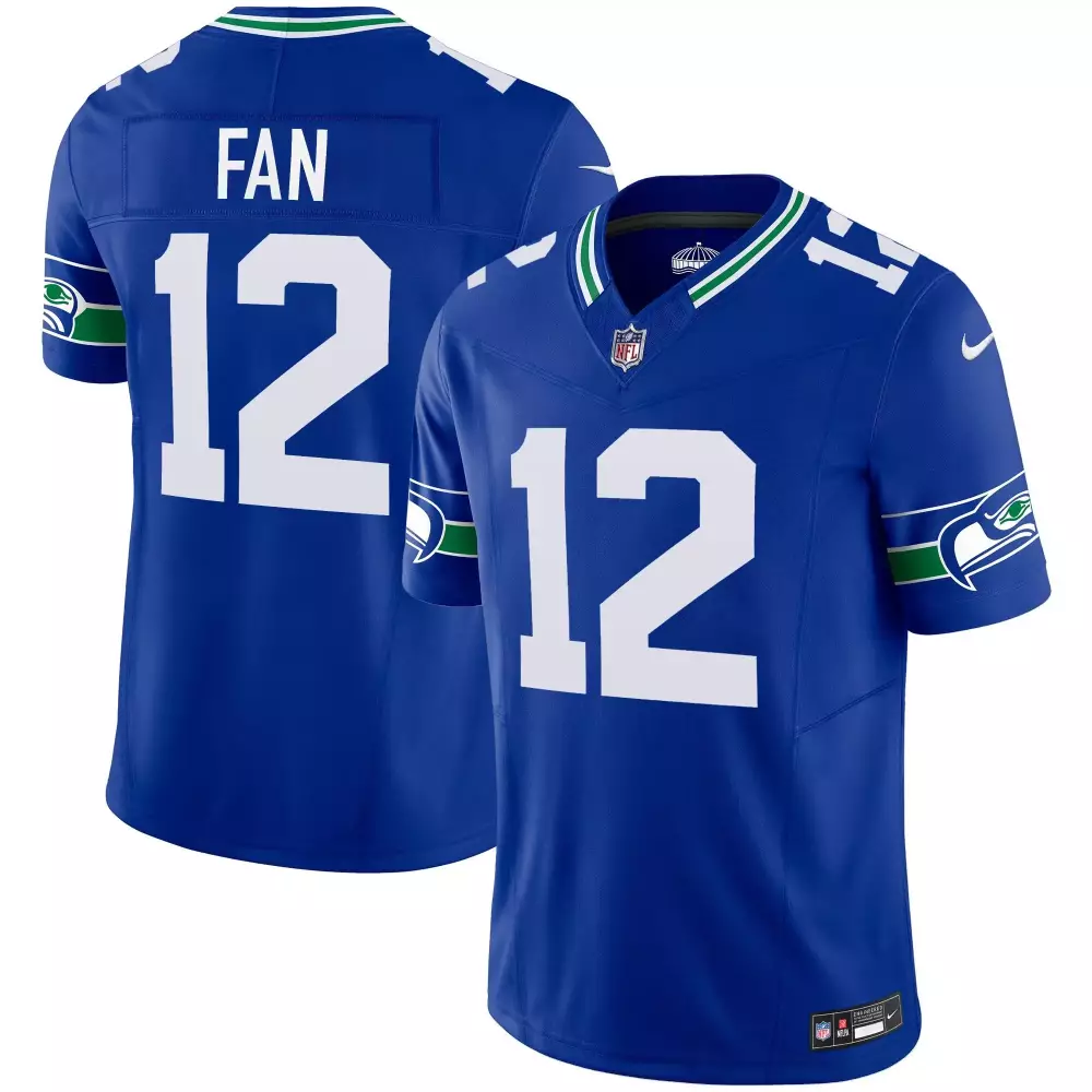 Seattle Seahawks 12th Fan Royal Throwback Vapor Limited Jersey V2 | All Stitched | Premium Fan Gear | For Men, Women & Youth