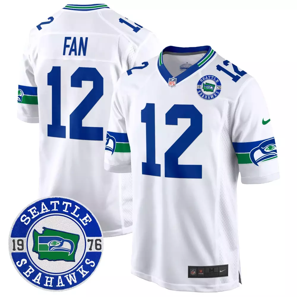 12th fan white mens seattle seahawks throwback est 1976 patch game jersey all stitched